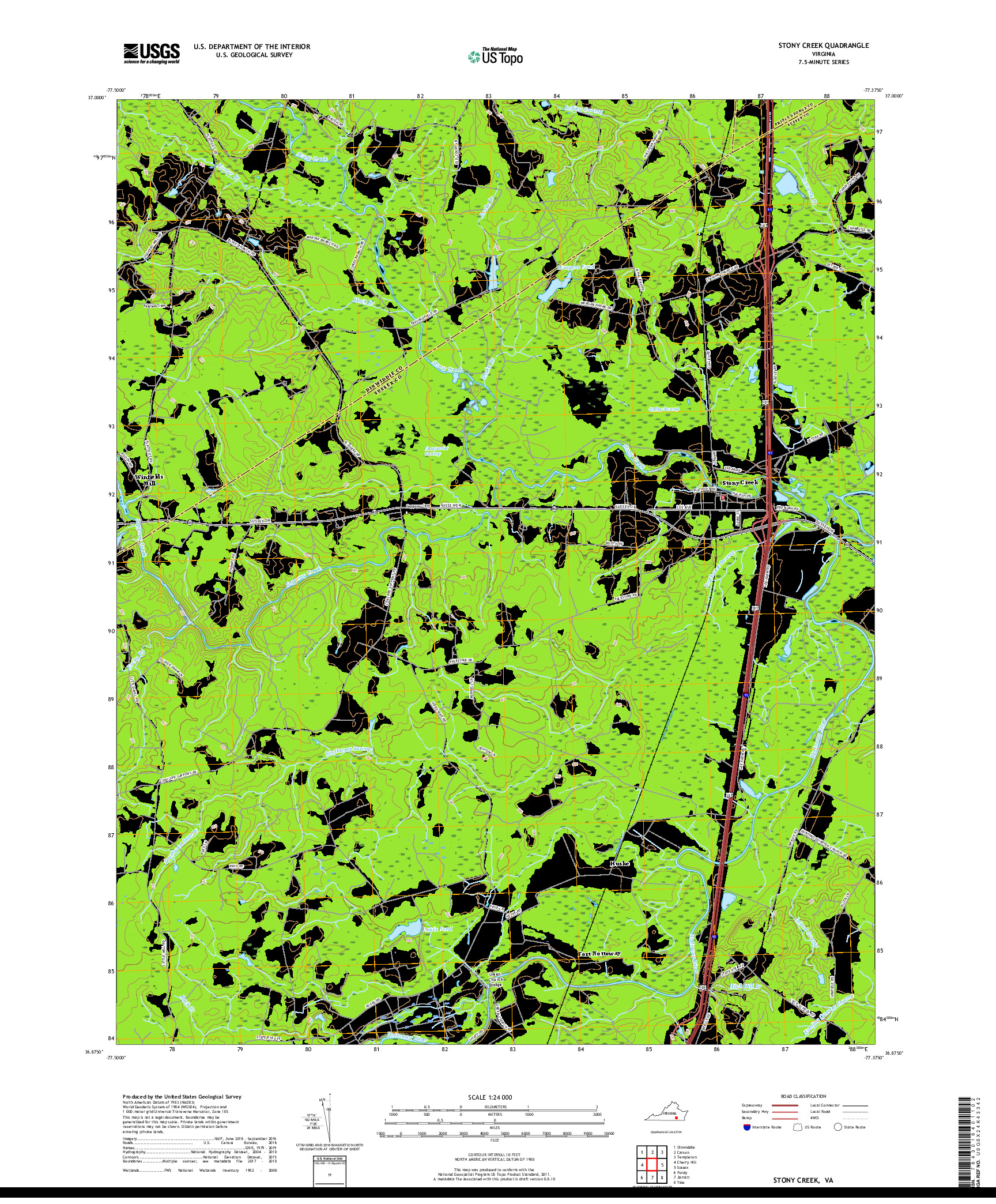 USGS US TOPO 7.5-MINUTE MAP FOR STONY CREEK, VA 2019