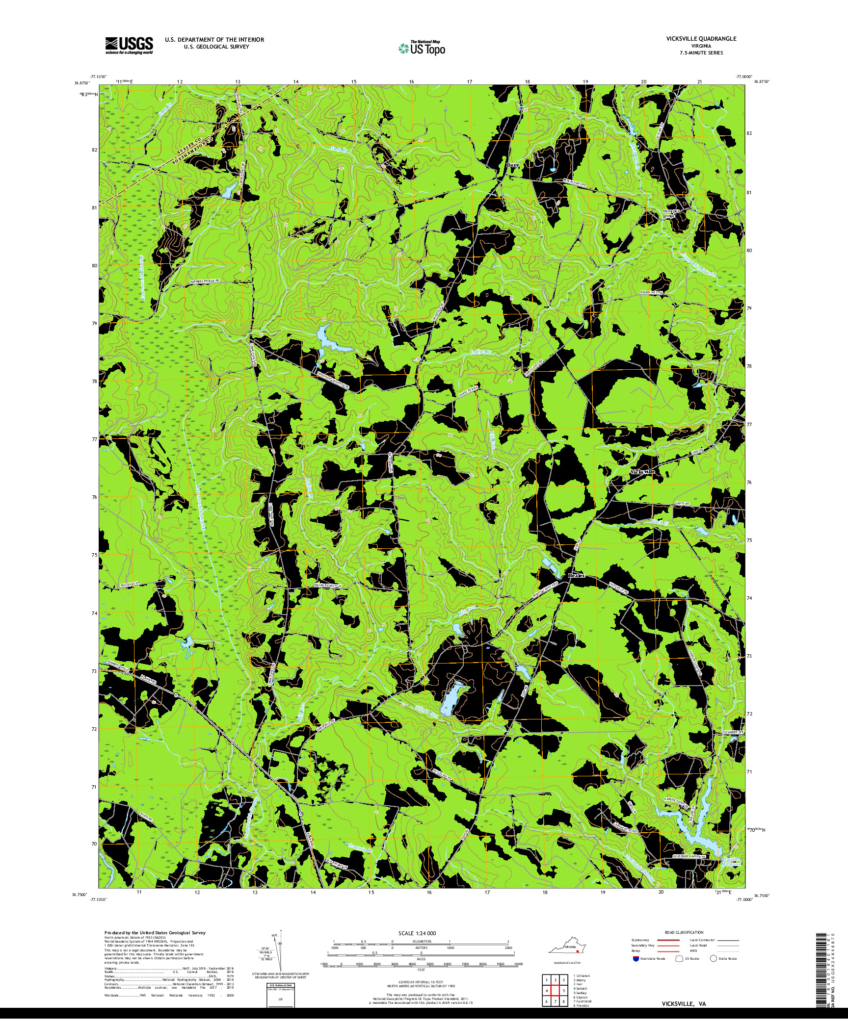 USGS US TOPO 7.5-MINUTE MAP FOR VICKSVILLE, VA 2019