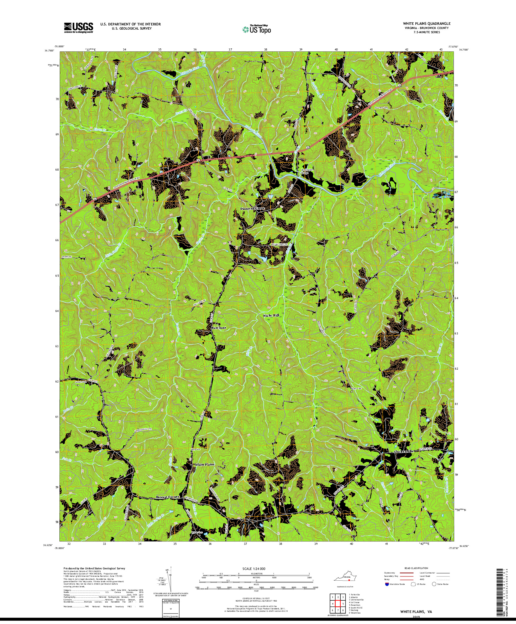 USGS US TOPO 7.5-MINUTE MAP FOR WHITE PLAINS, VA 2019