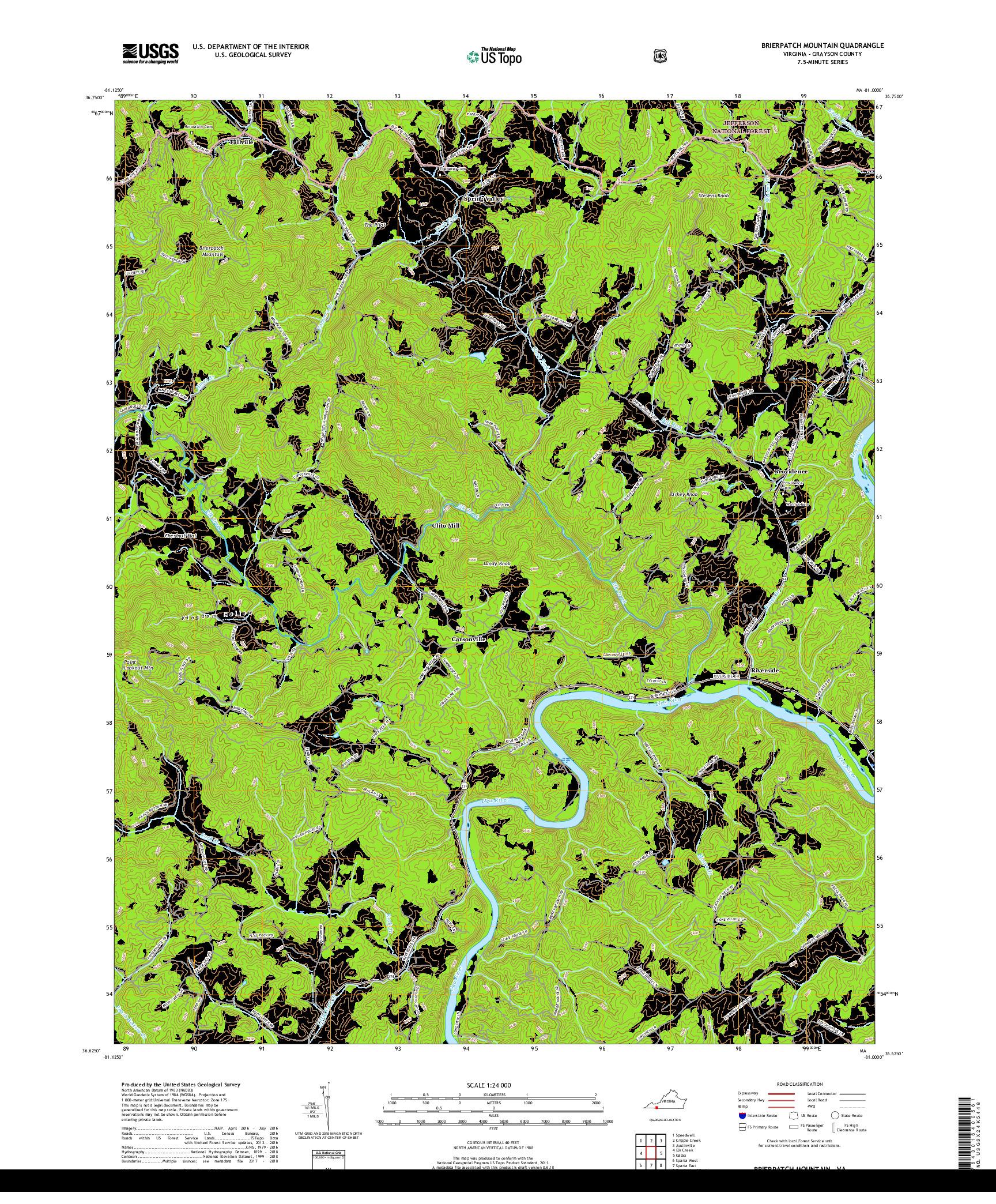 USGS US TOPO 7.5-MINUTE MAP FOR BRIERPATCH MOUNTAIN, VA 2019