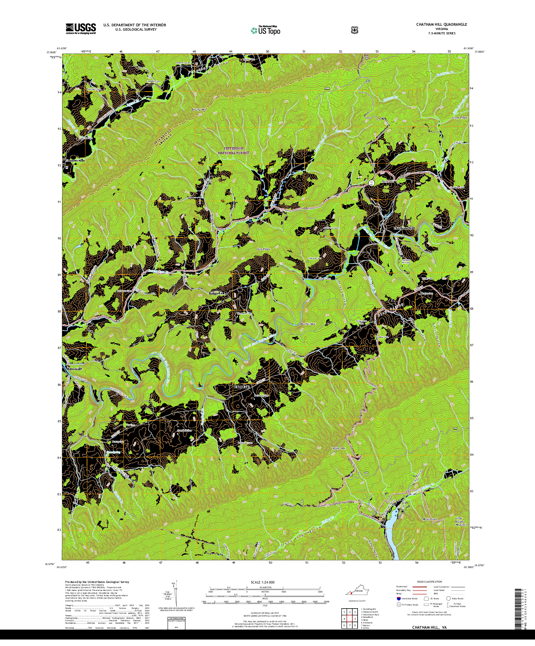 USGS US TOPO 7.5-MINUTE MAP FOR CHATHAM HILL, VA 2019