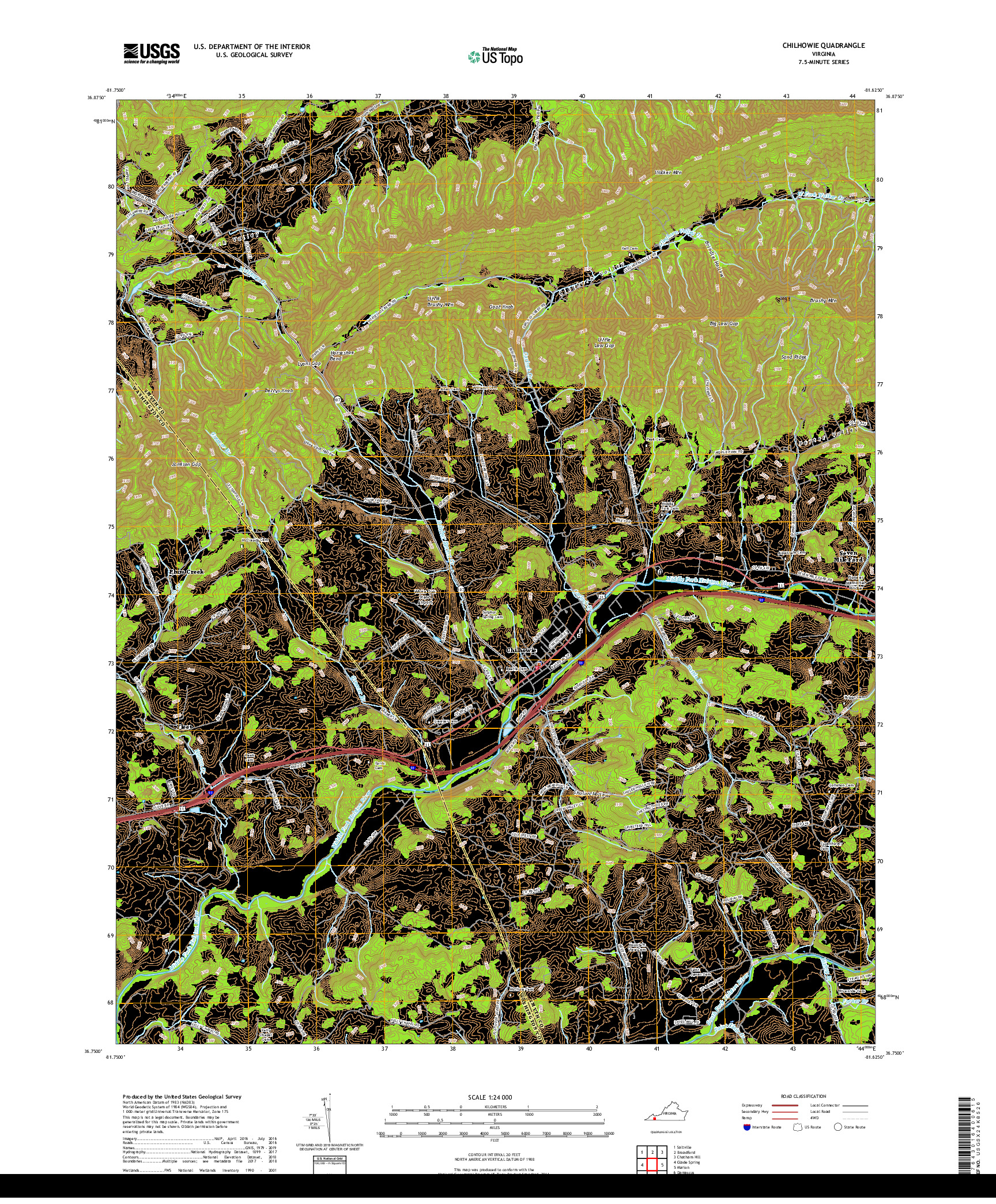 USGS US TOPO 7.5-MINUTE MAP FOR CHILHOWIE, VA 2019