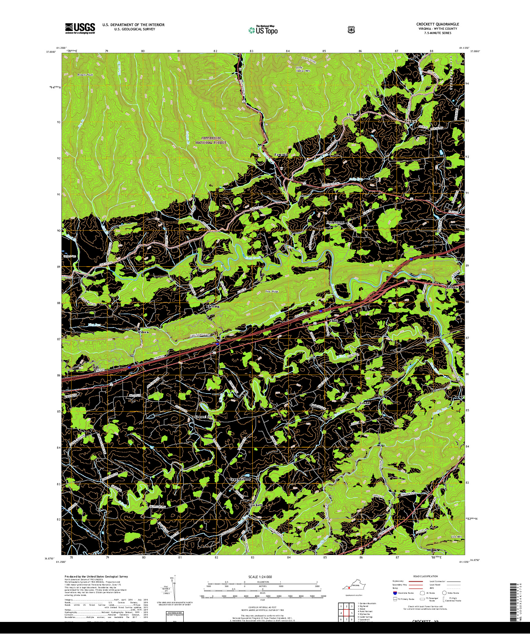 USGS US TOPO 7.5-MINUTE MAP FOR CROCKETT, VA 2019