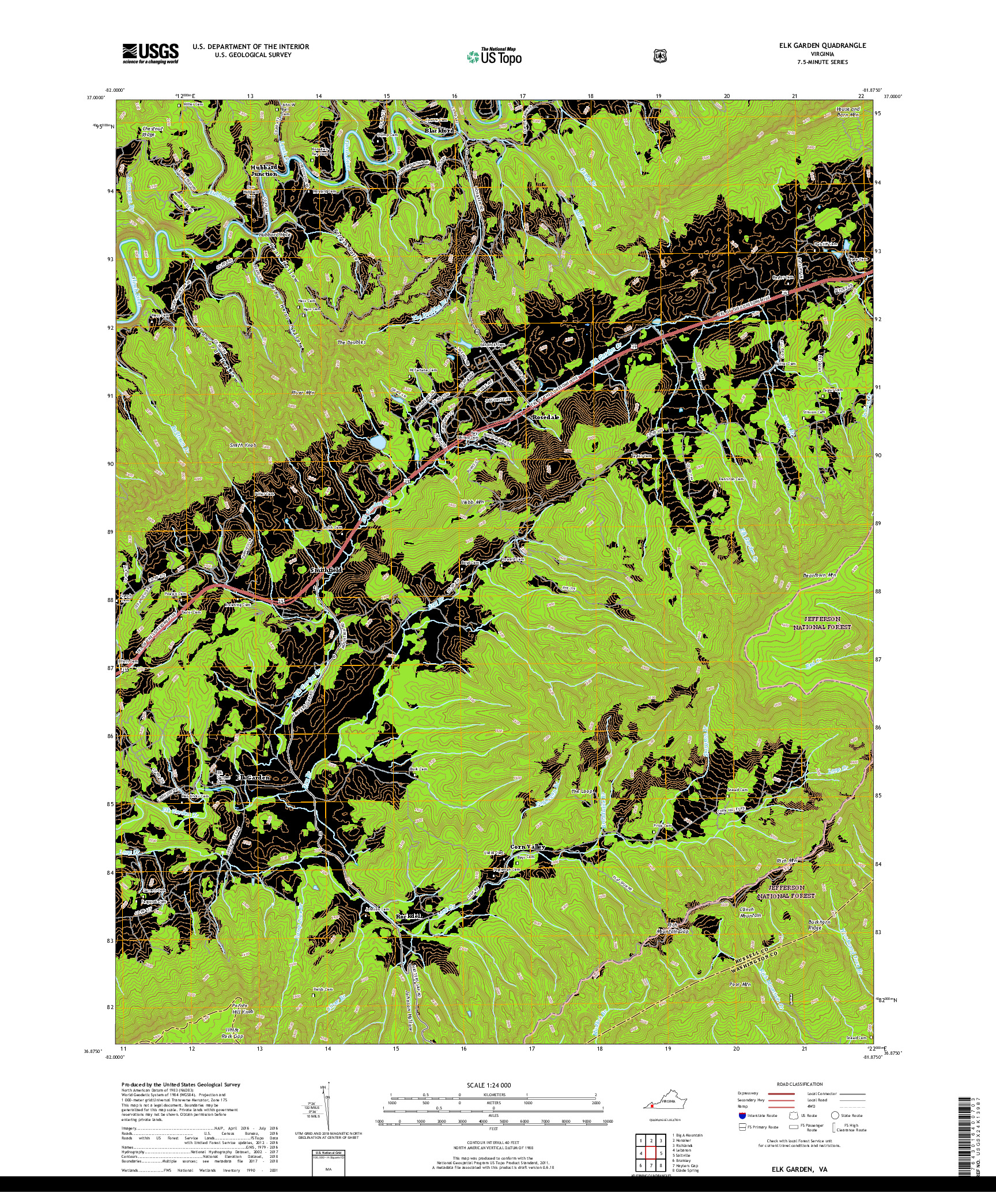 USGS US TOPO 7.5-MINUTE MAP FOR ELK GARDEN, VA 2019