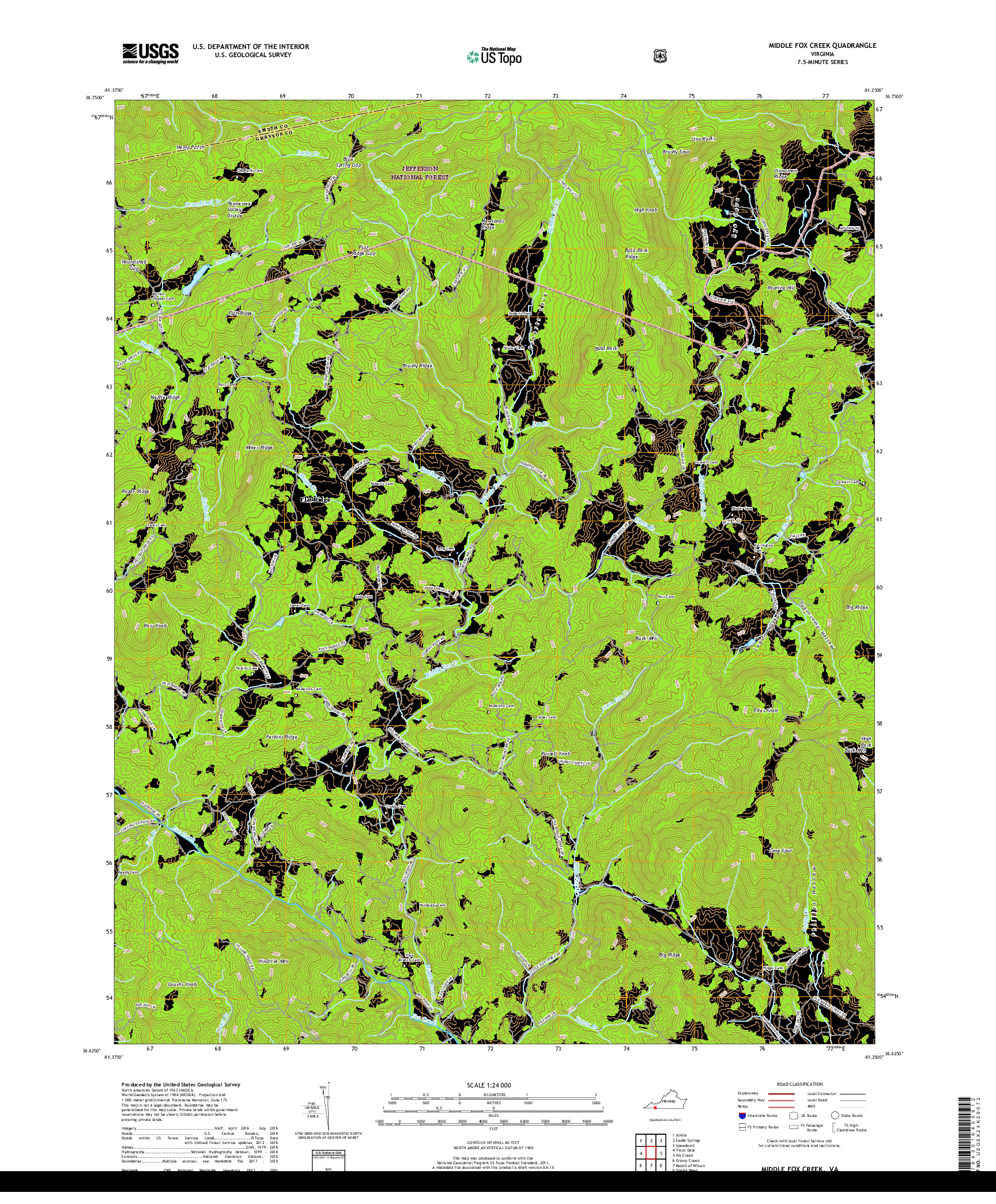 USGS US TOPO 7.5-MINUTE MAP FOR MIDDLE FOX CREEK, VA 2019