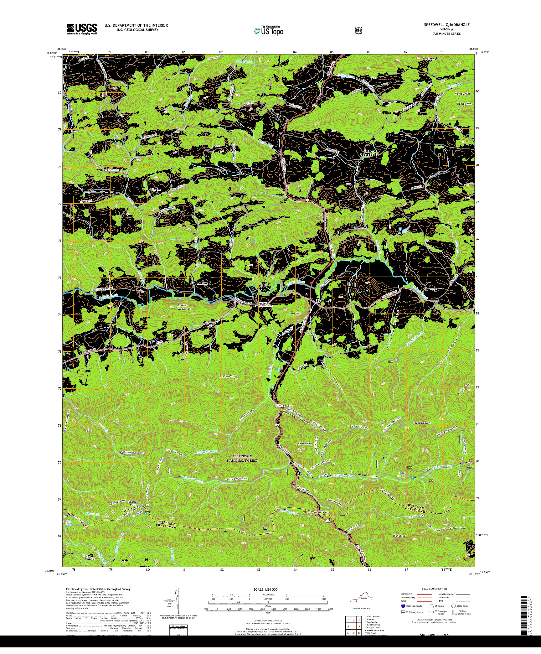 USGS US TOPO 7.5-MINUTE MAP FOR SPEEDWELL, VA 2019