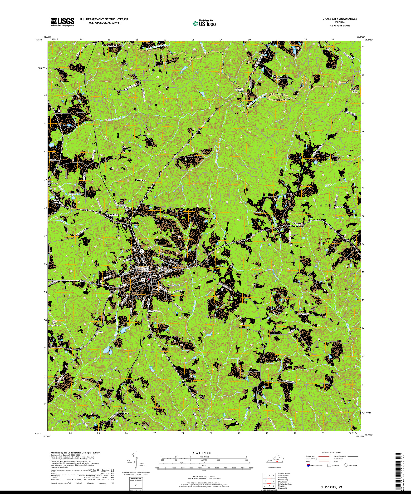 USGS US TOPO 7.5-MINUTE MAP FOR CHASE CITY, VA 2019