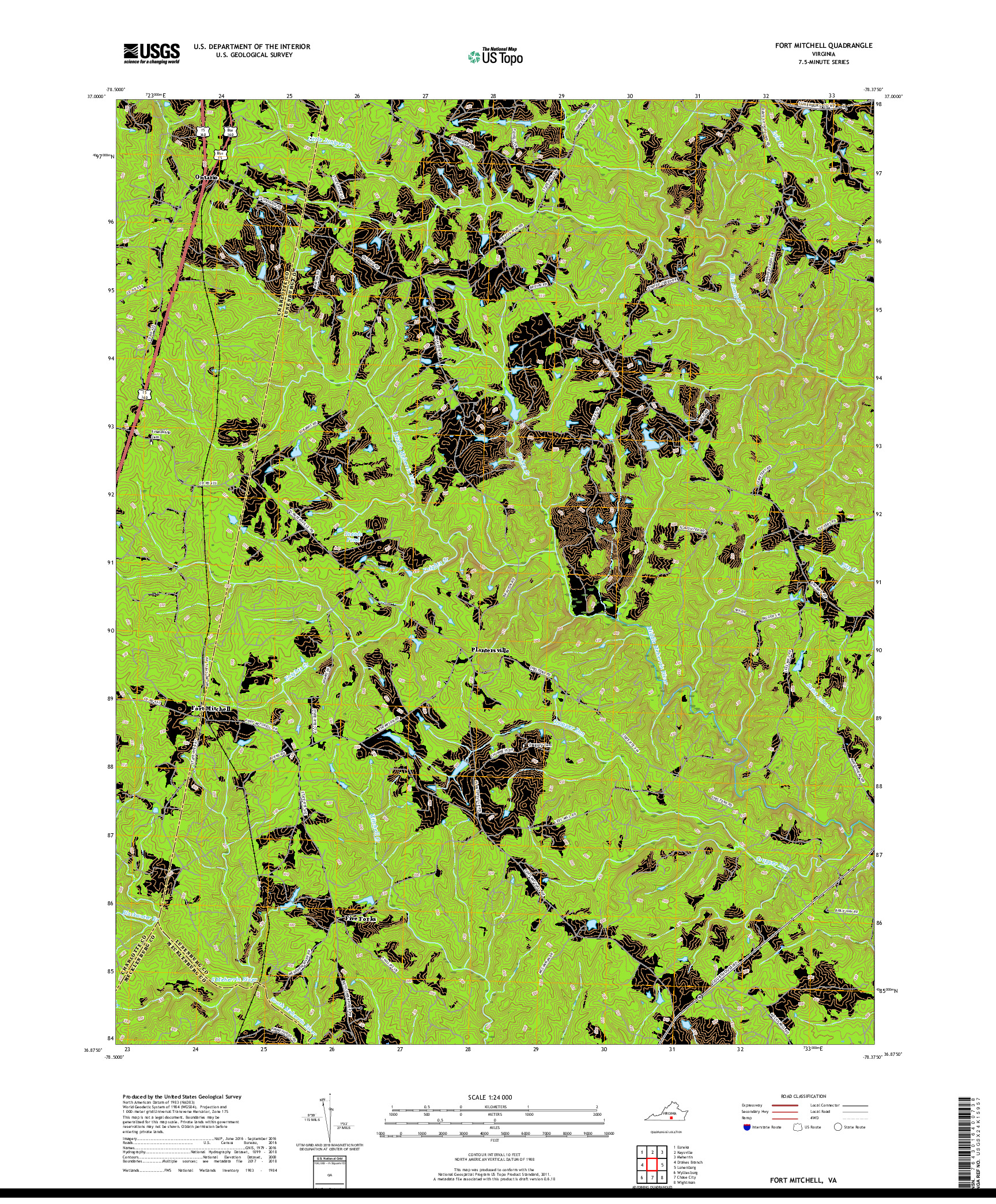 USGS US TOPO 7.5-MINUTE MAP FOR FORT MITCHELL, VA 2019