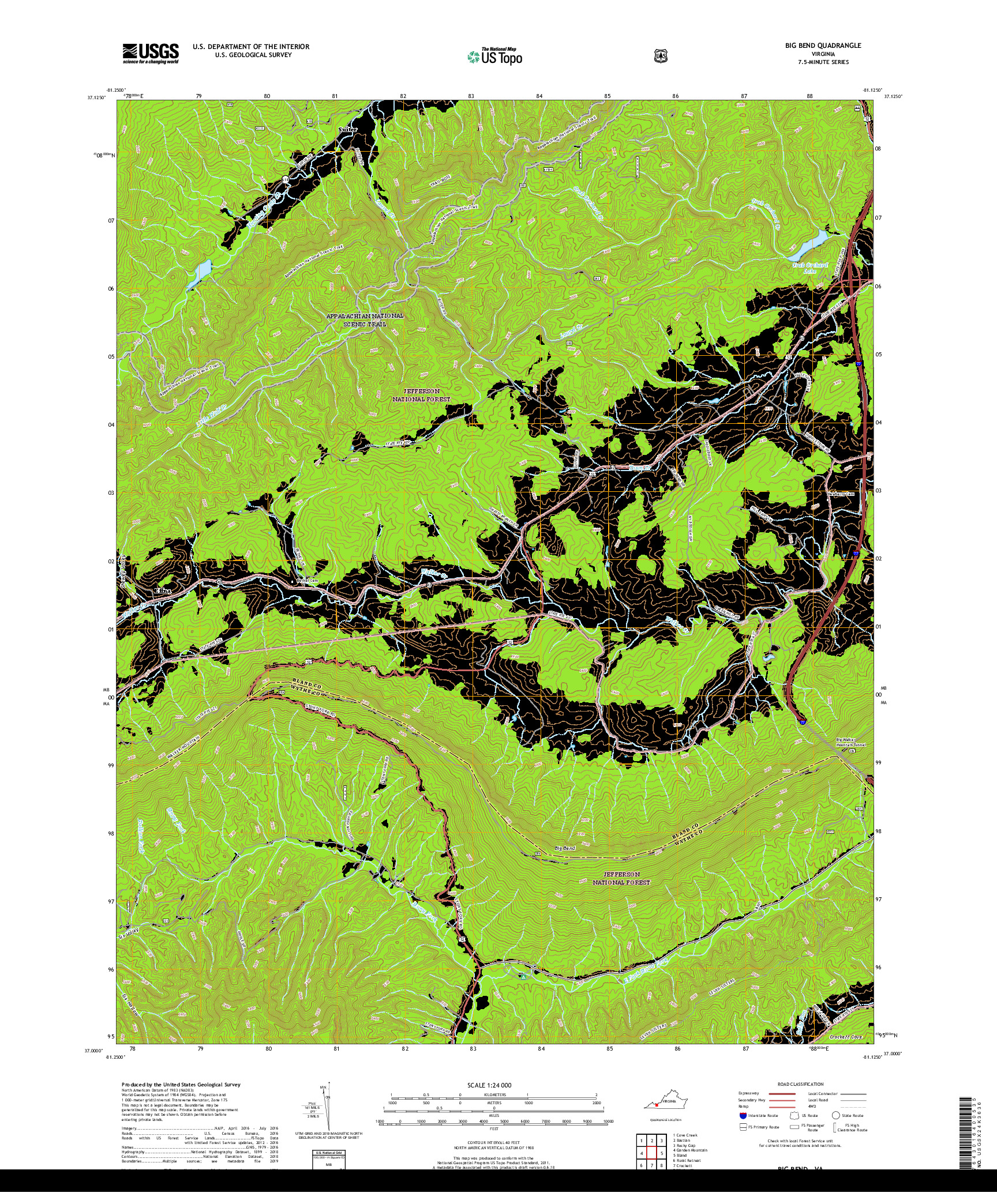 USGS US TOPO 7.5-MINUTE MAP FOR BIG BEND, VA 2019