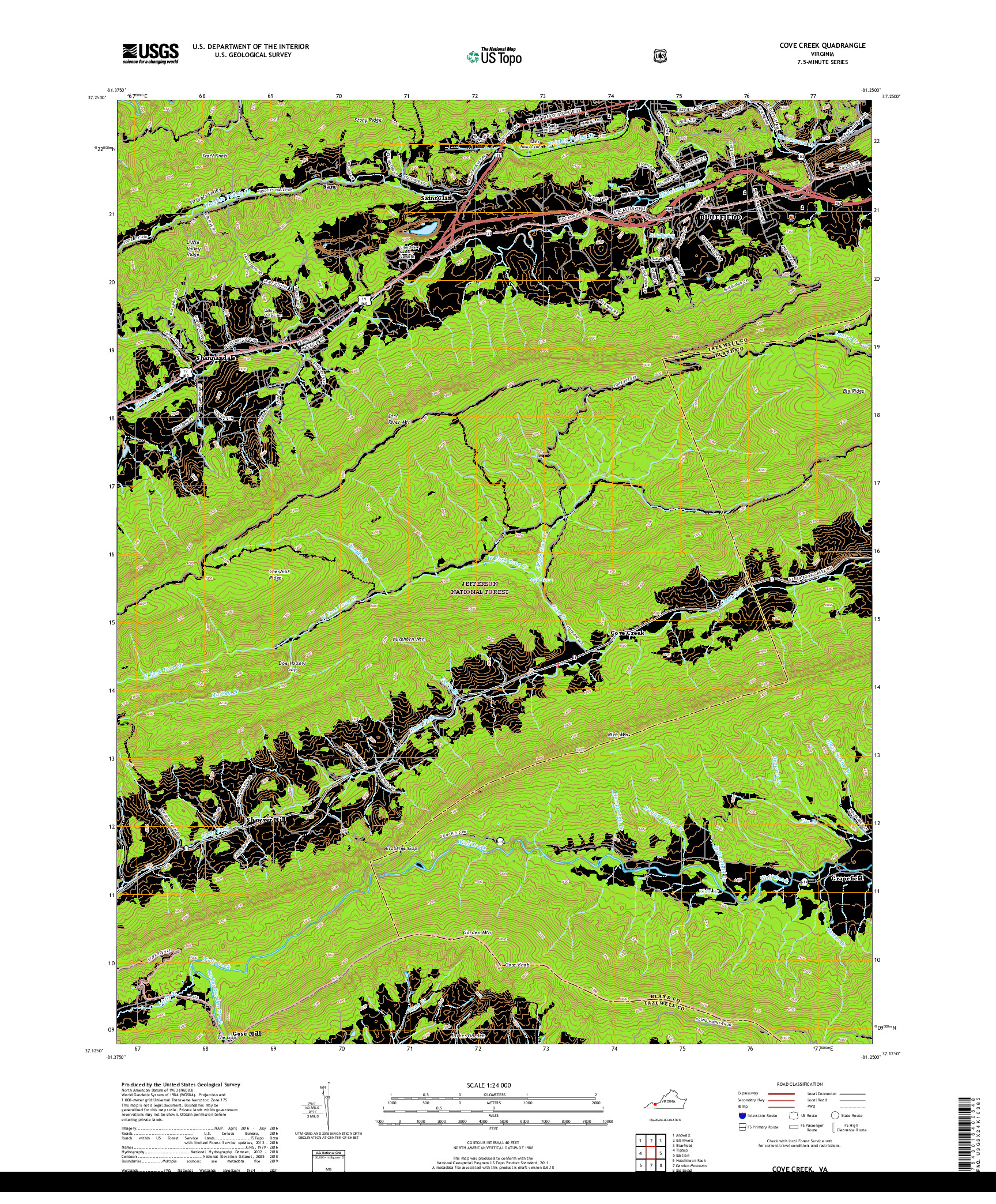 USGS US TOPO 7.5-MINUTE MAP FOR COVE CREEK, VA 2019