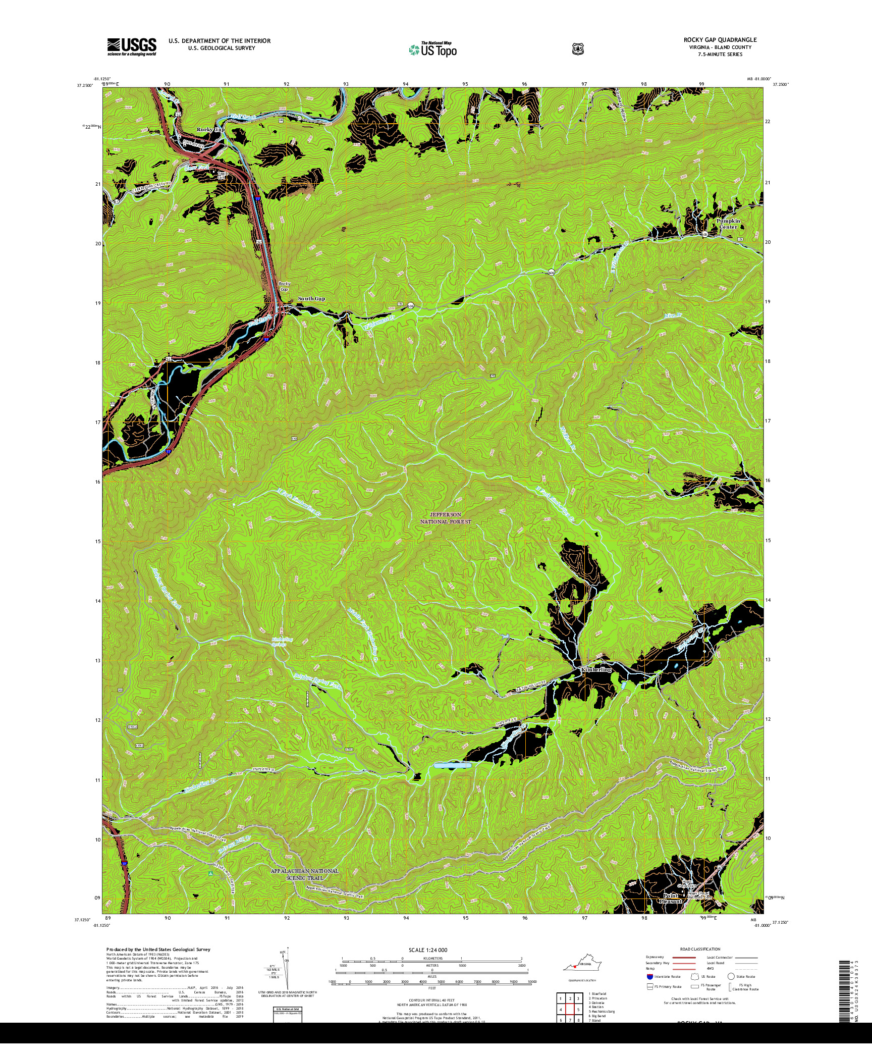 USGS US TOPO 7.5-MINUTE MAP FOR ROCKY GAP, VA 2019