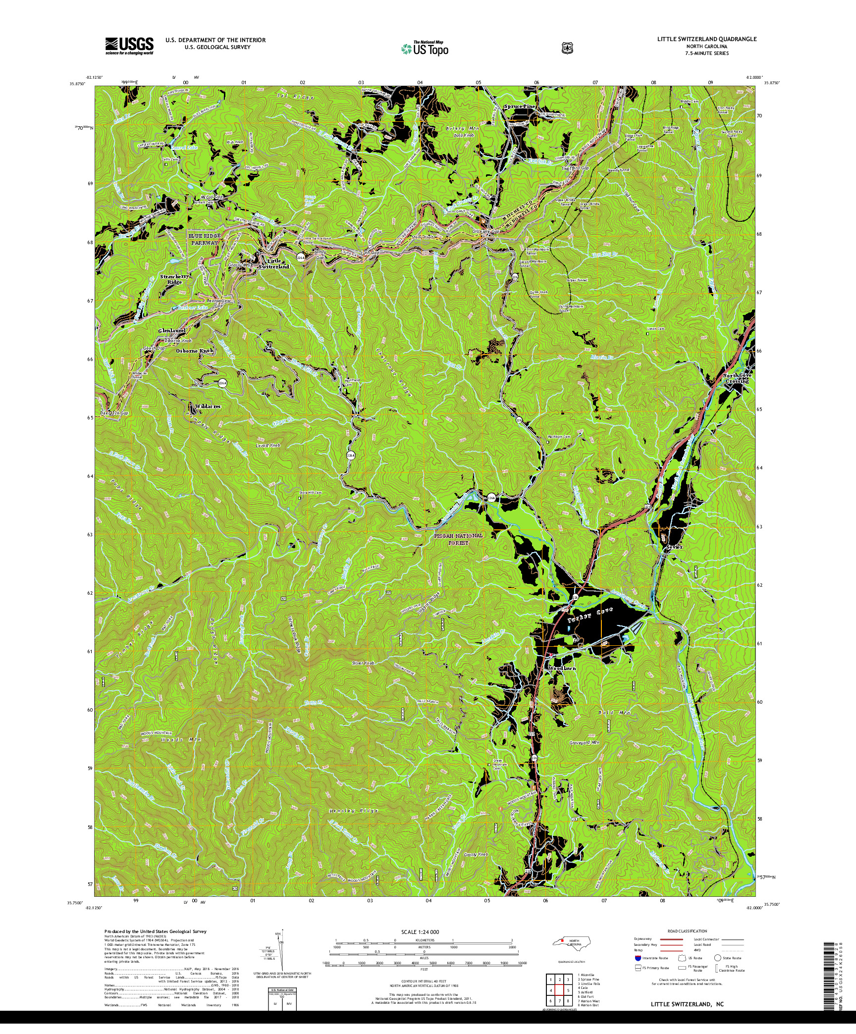 USGS US TOPO 7.5-MINUTE MAP FOR LITTLE SWITZERLAND, NC 2019