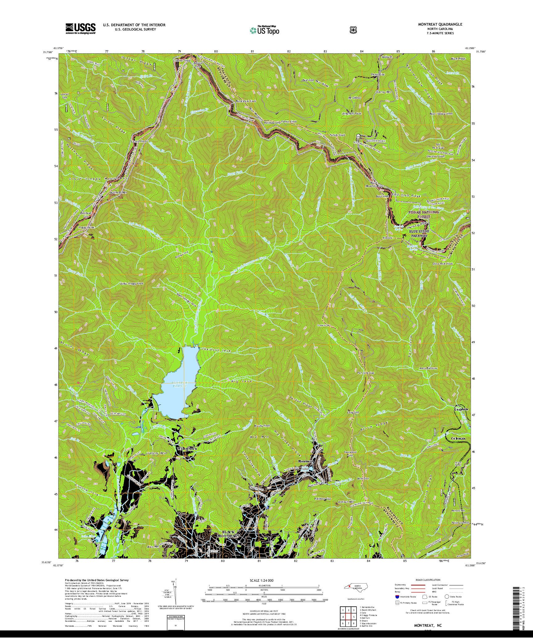 USGS US TOPO 7.5-MINUTE MAP FOR MONTREAT, NC 2019