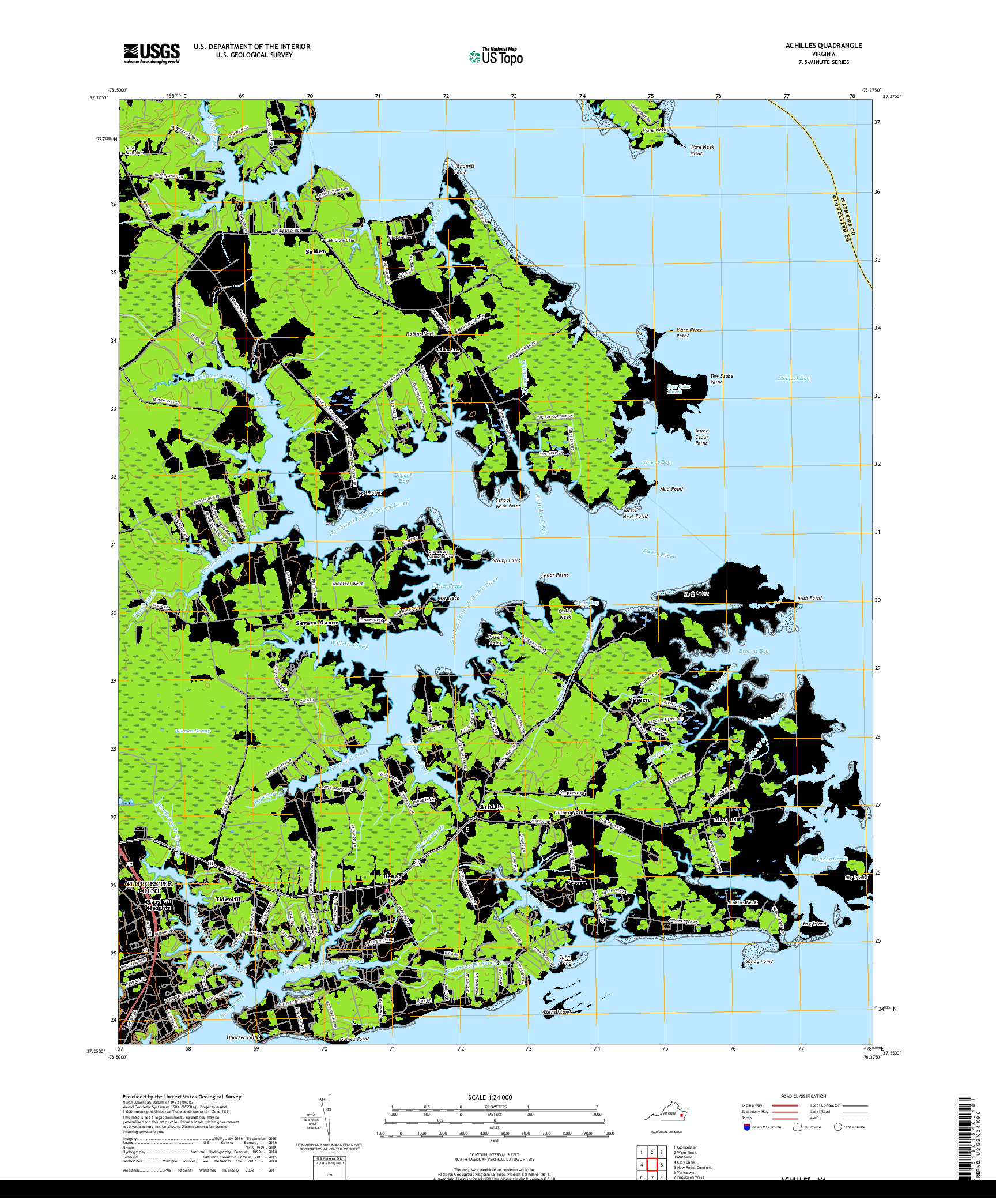 USGS US TOPO 7.5-MINUTE MAP FOR ACHILLES, VA 2019