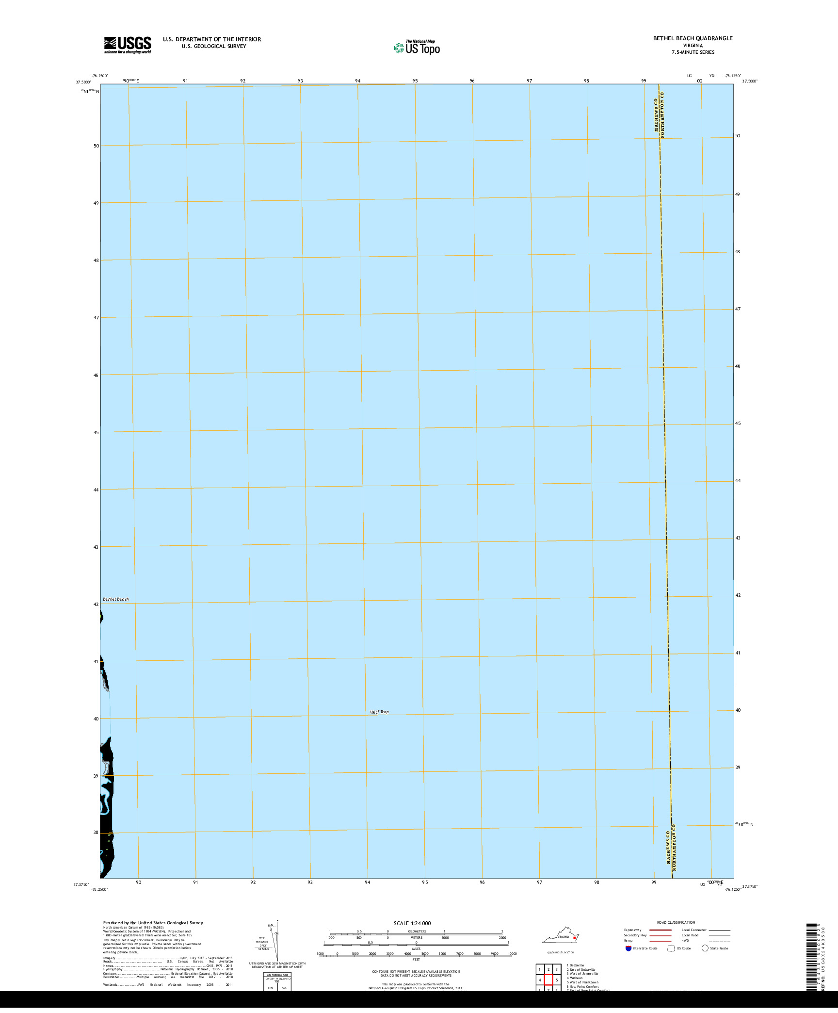 USGS US TOPO 7.5-MINUTE MAP FOR BETHEL BEACH, VA 2019