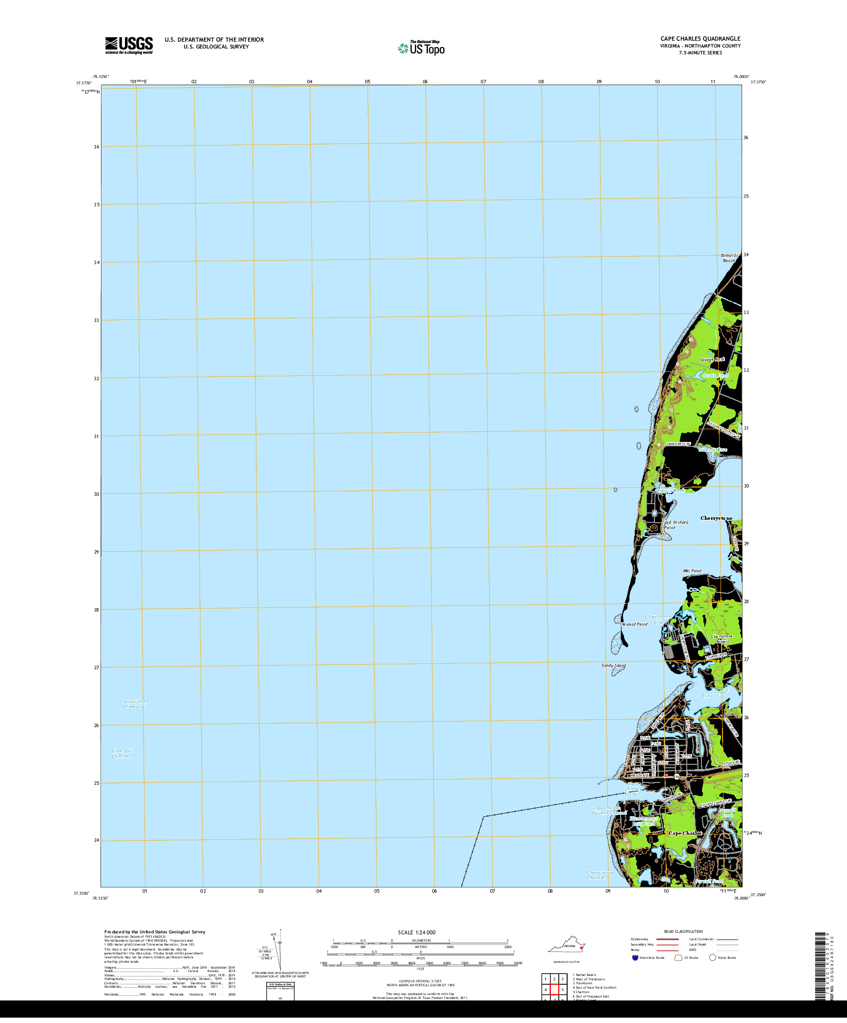 USGS US TOPO 7.5-MINUTE MAP FOR CAPE CHARLES, VA 2019