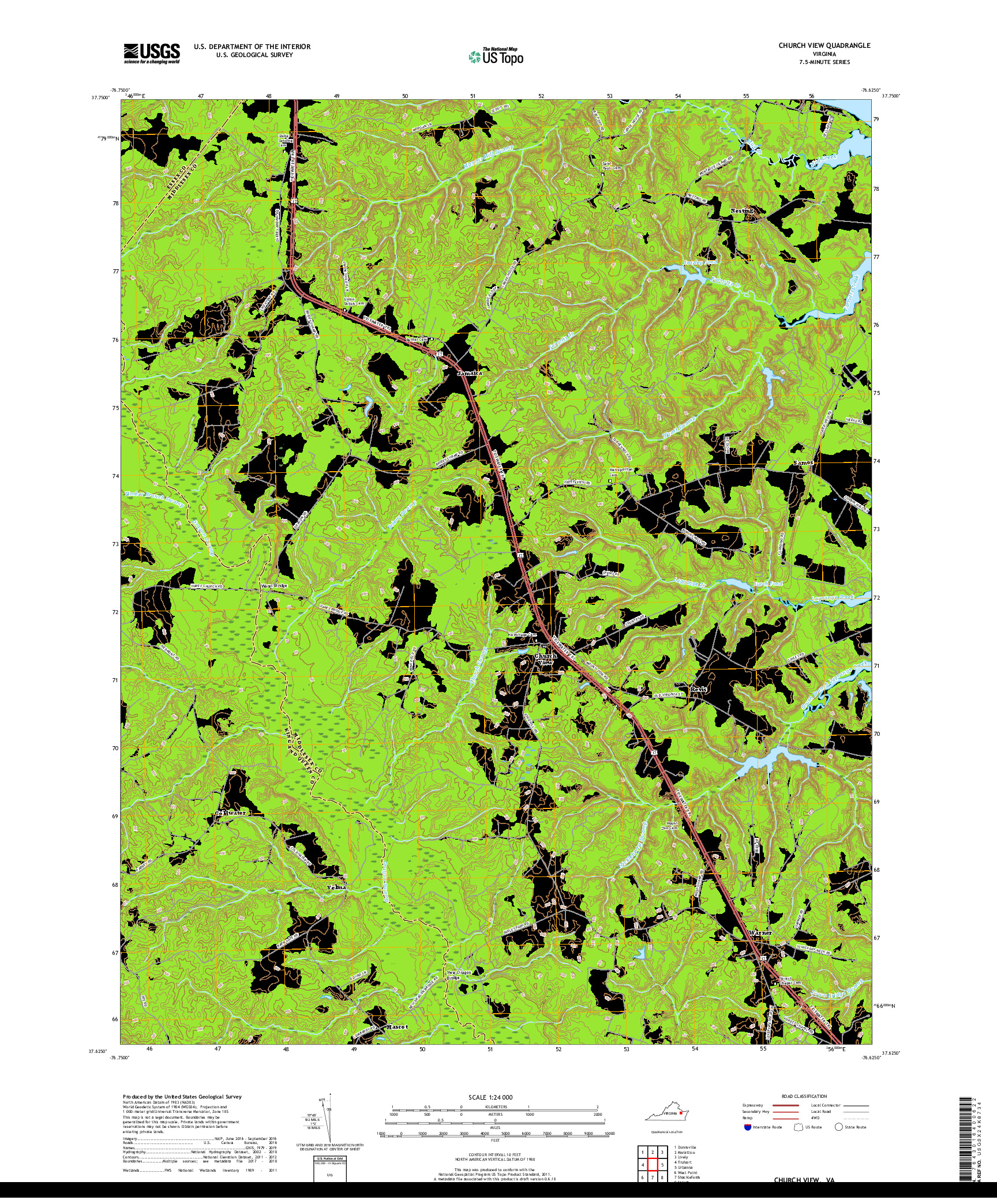 USGS US TOPO 7.5-MINUTE MAP FOR CHURCH VIEW, VA 2019