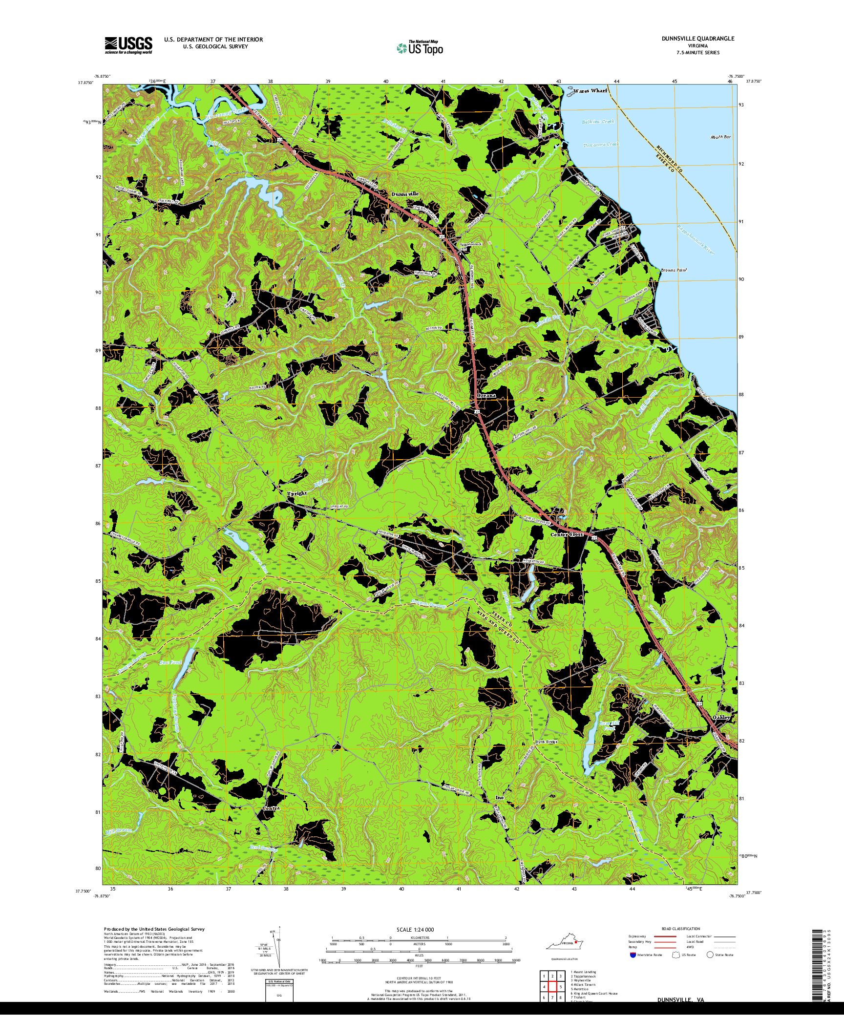 USGS US TOPO 7.5-MINUTE MAP FOR DUNNSVILLE, VA 2019