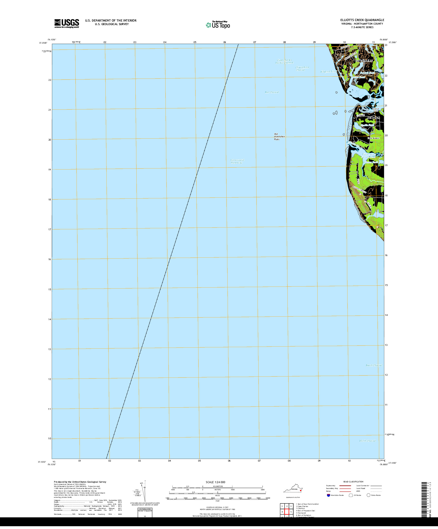 USGS US TOPO 7.5-MINUTE MAP FOR ELLIOTTS CREEK, VA 2019