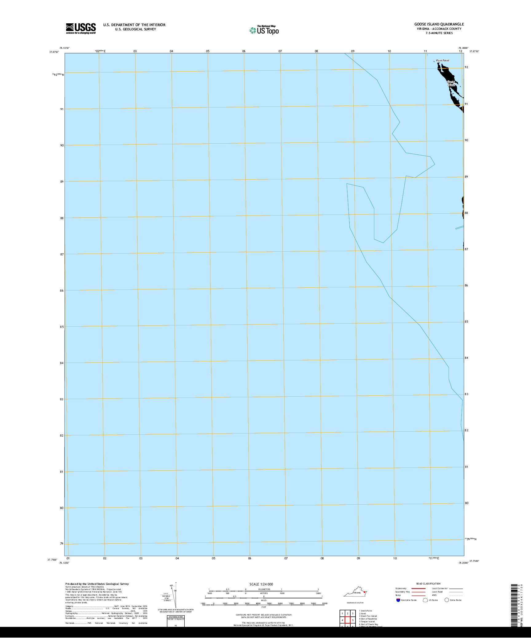USGS US TOPO 7.5-MINUTE MAP FOR GOOSE ISLAND, VA 2019