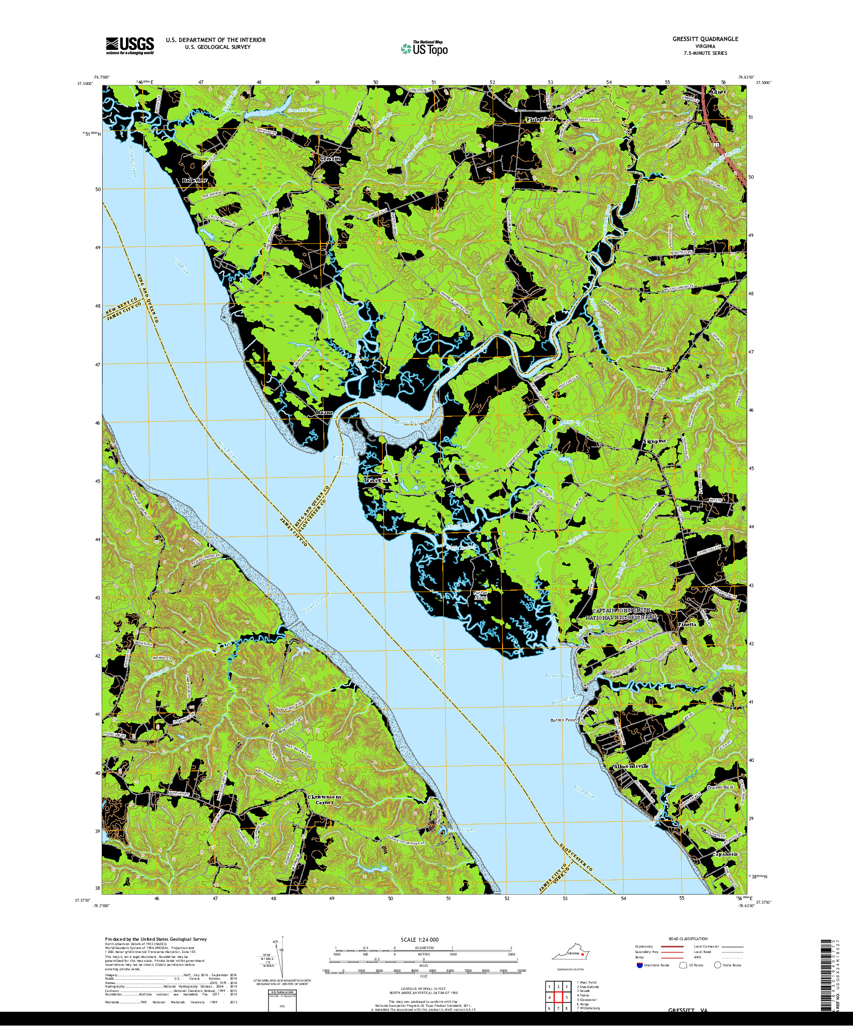 USGS US TOPO 7.5-MINUTE MAP FOR GRESSITT, VA 2019