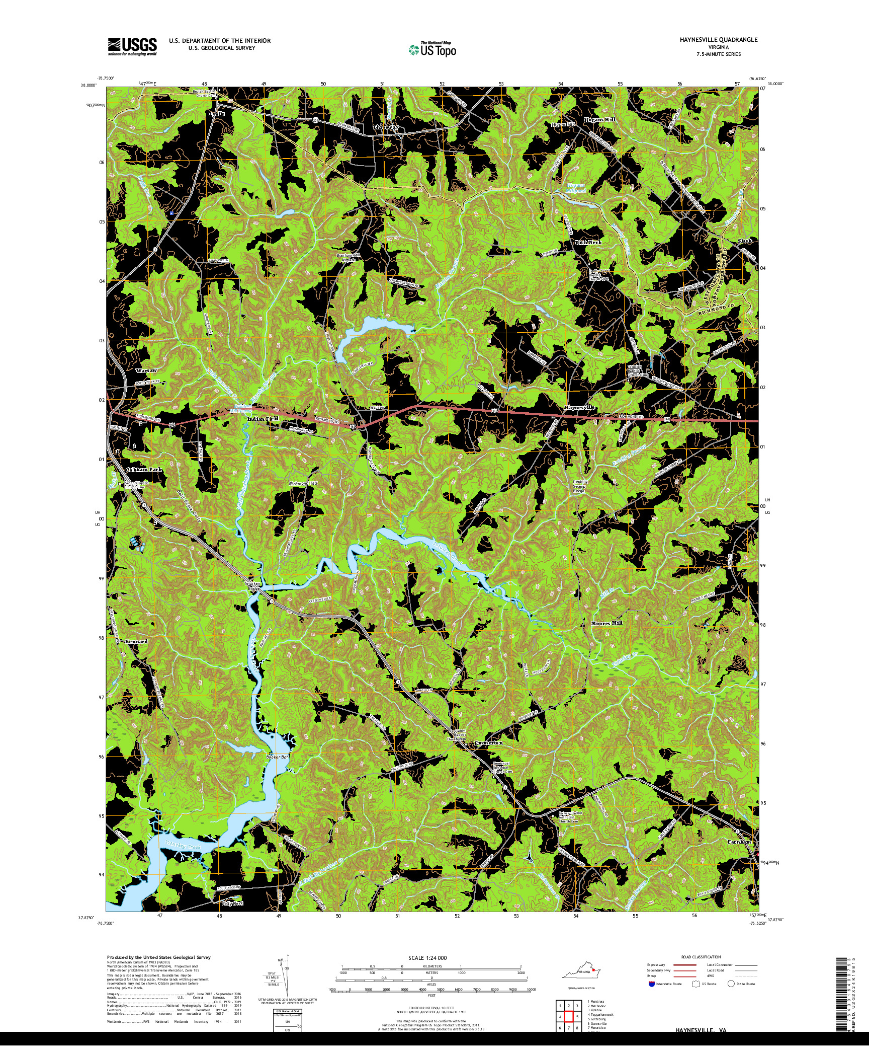 USGS US TOPO 7.5-MINUTE MAP FOR HAYNESVILLE, VA 2019