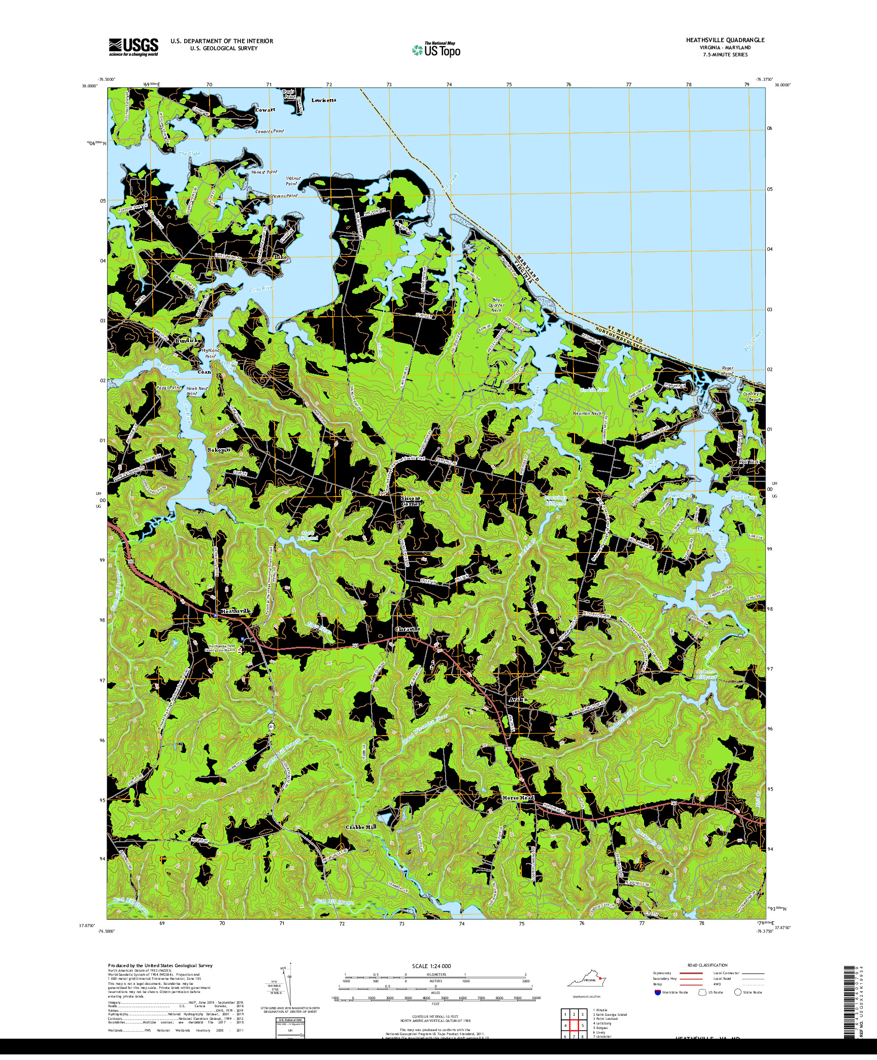 USGS US TOPO 7.5-MINUTE MAP FOR HEATHSVILLE, VA,MD 2019