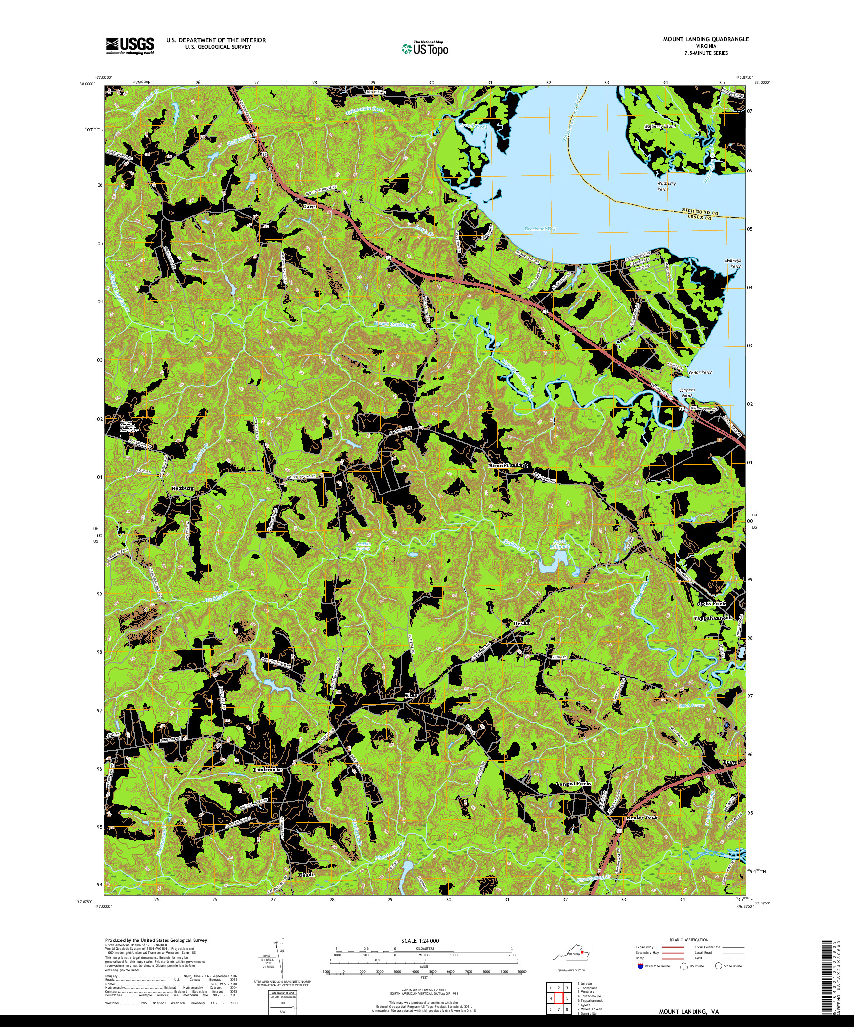 USGS US TOPO 7.5-MINUTE MAP FOR MOUNT LANDING, VA 2019