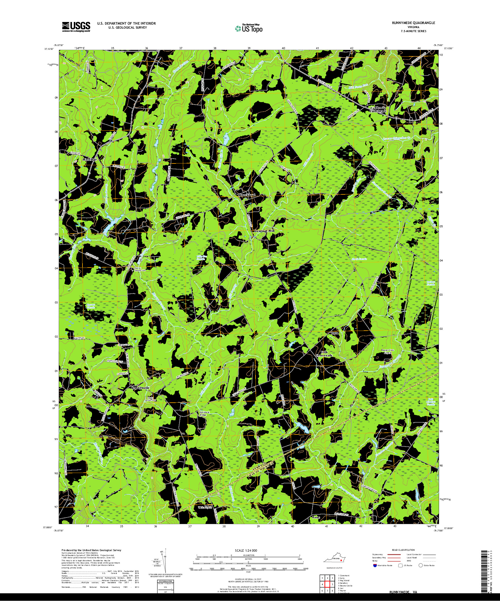 USGS US TOPO 7.5-MINUTE MAP FOR RUNNYMEDE, VA 2019