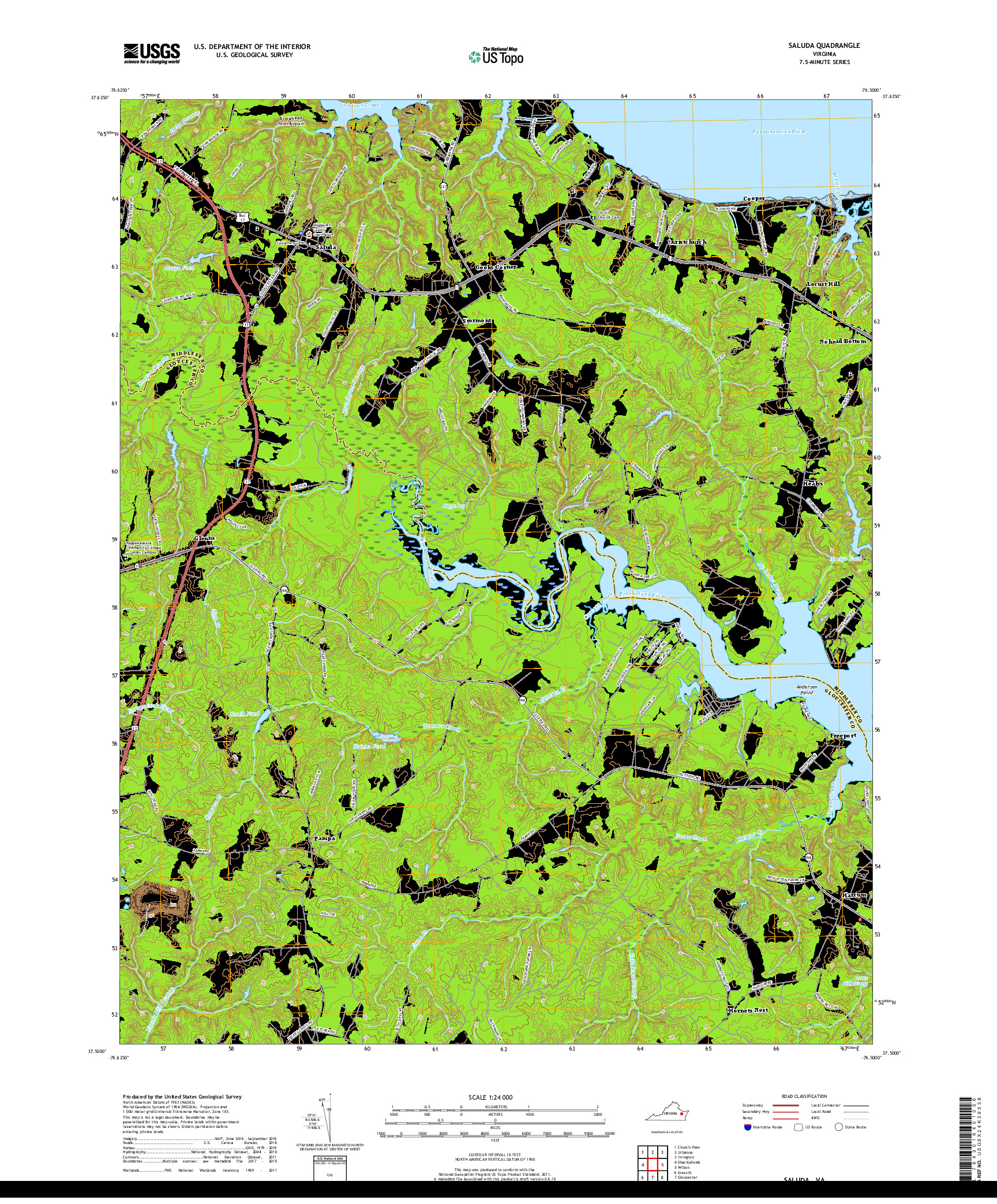 USGS US TOPO 7.5-MINUTE MAP FOR SALUDA, VA 2019