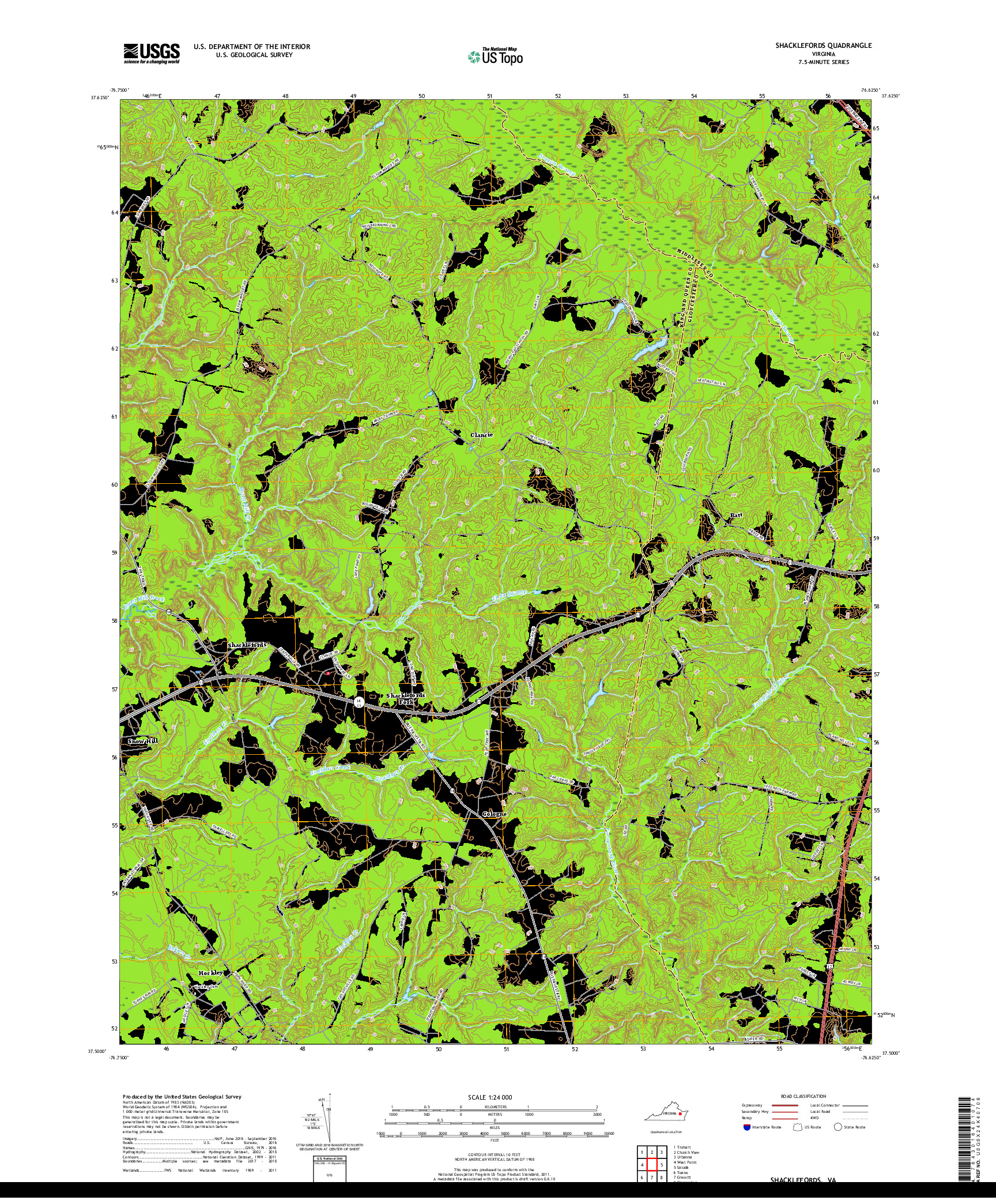 USGS US TOPO 7.5-MINUTE MAP FOR SHACKLEFORDS, VA 2019