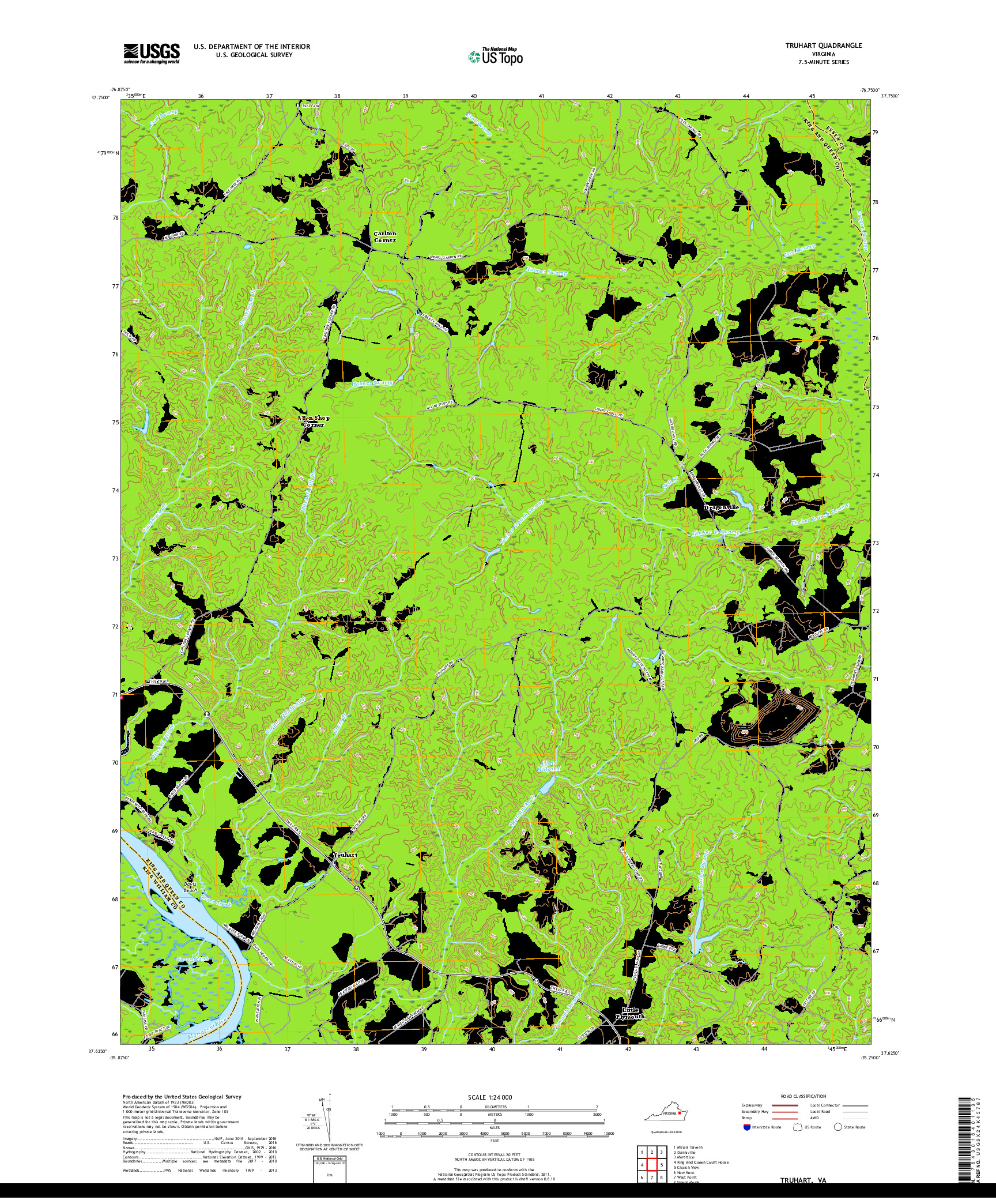 USGS US TOPO 7.5-MINUTE MAP FOR TRUHART, VA 2019