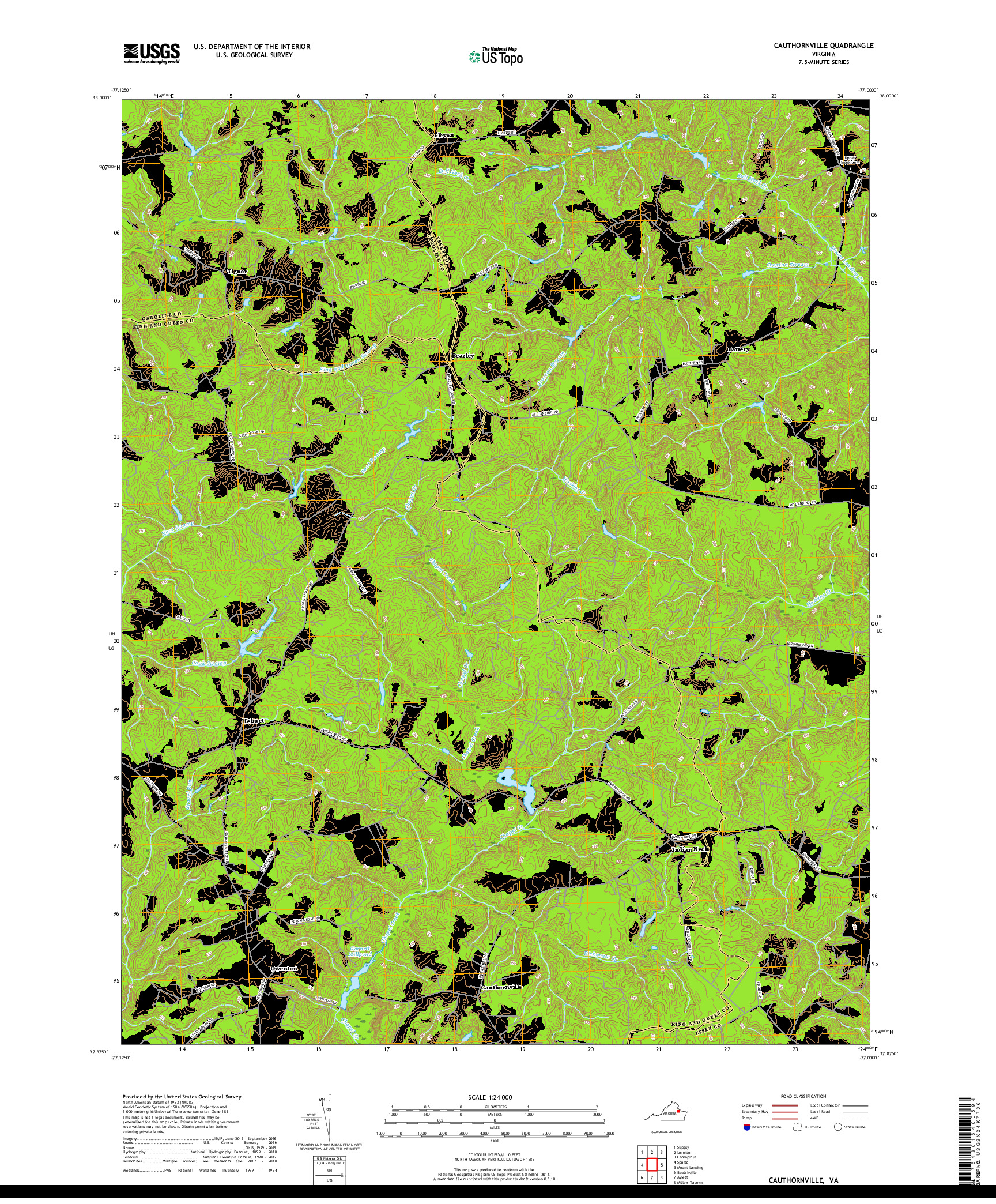 USGS US TOPO 7.5-MINUTE MAP FOR CAUTHORNVILLE, VA 2019