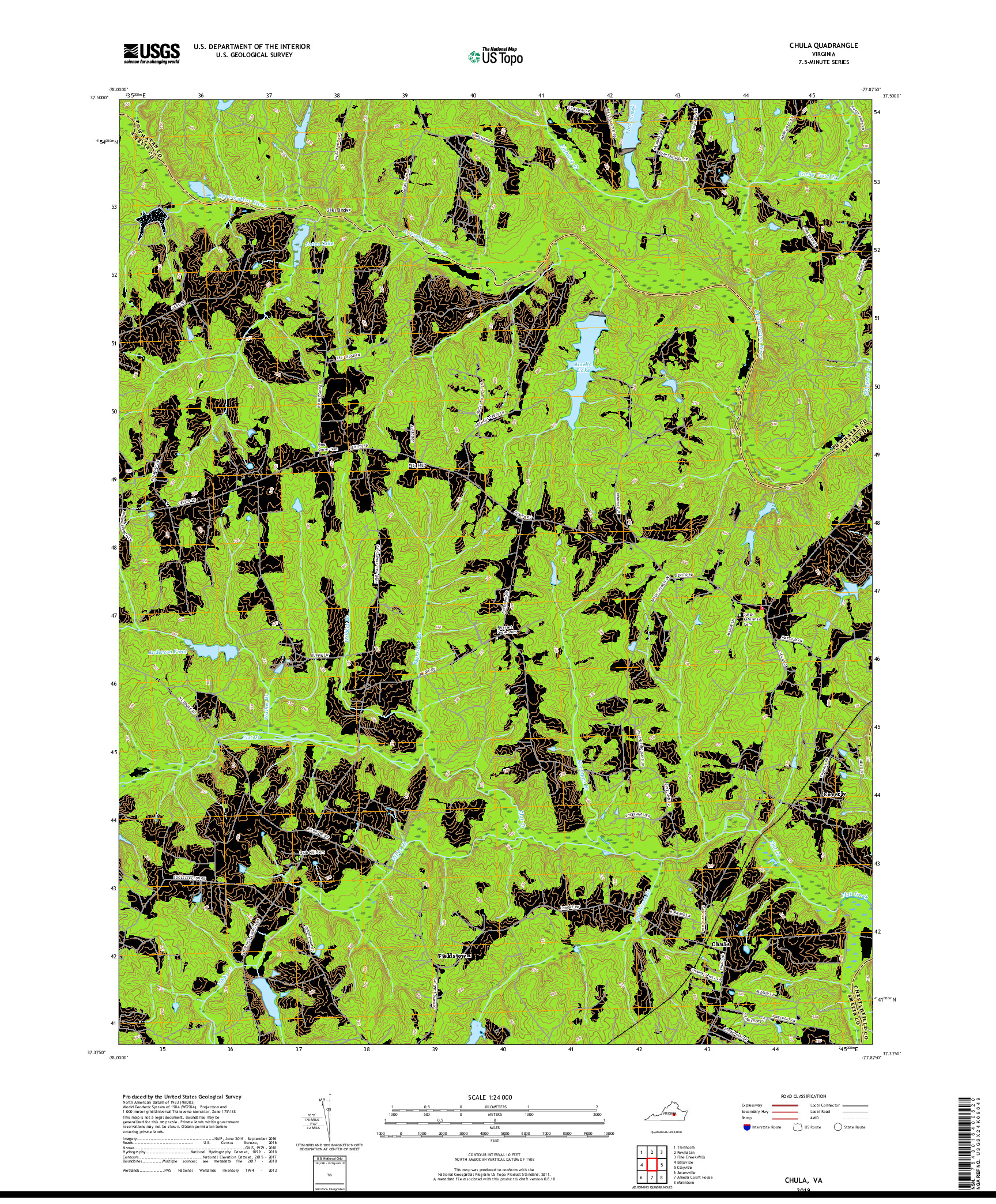 USGS US TOPO 7.5-MINUTE MAP FOR CHULA, VA 2019