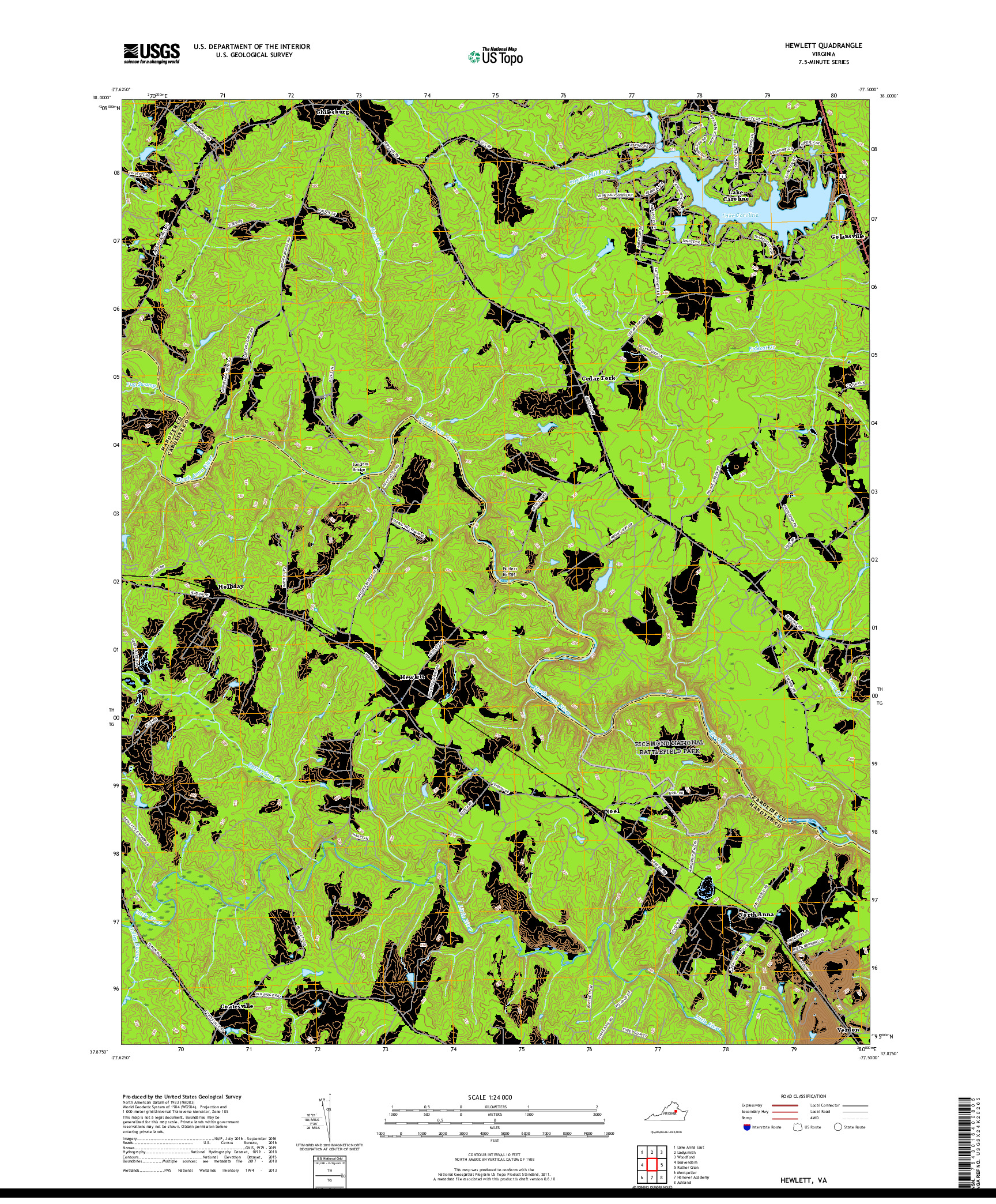 USGS US TOPO 7.5-MINUTE MAP FOR HEWLETT, VA 2019