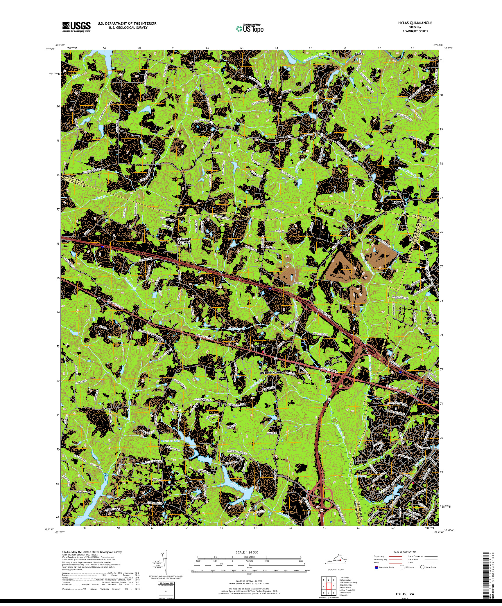 USGS US TOPO 7.5-MINUTE MAP FOR HYLAS, VA 2019