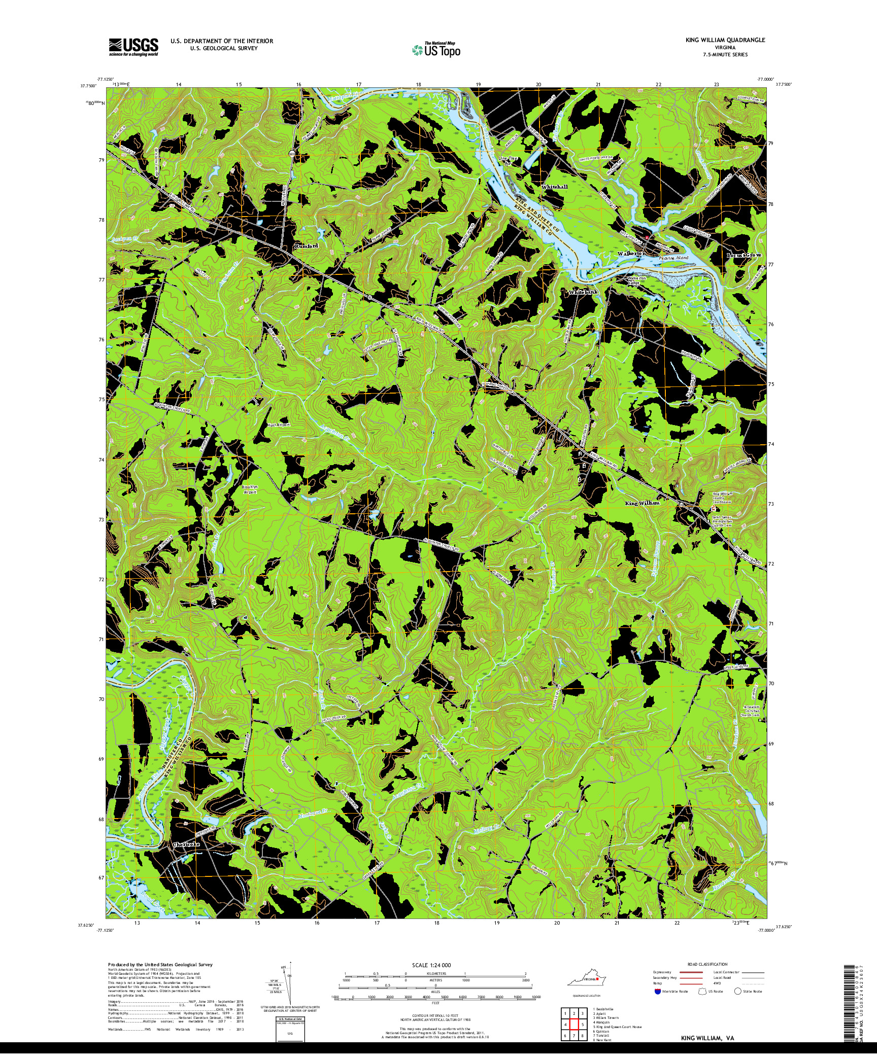 USGS US TOPO 7.5-MINUTE MAP FOR KING WILLIAM, VA 2019