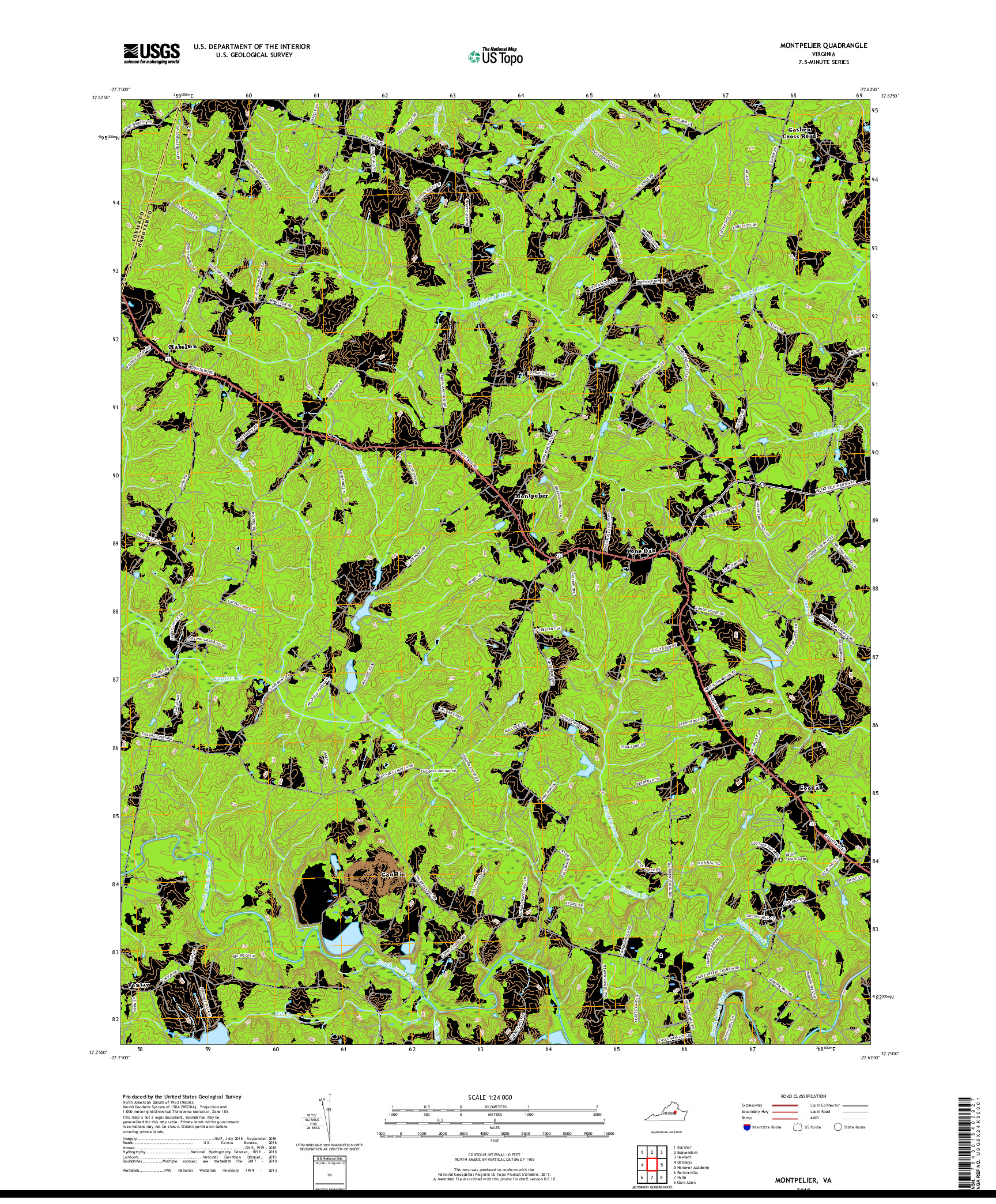 USGS US TOPO 7.5-MINUTE MAP FOR MONTPELIER, VA 2019