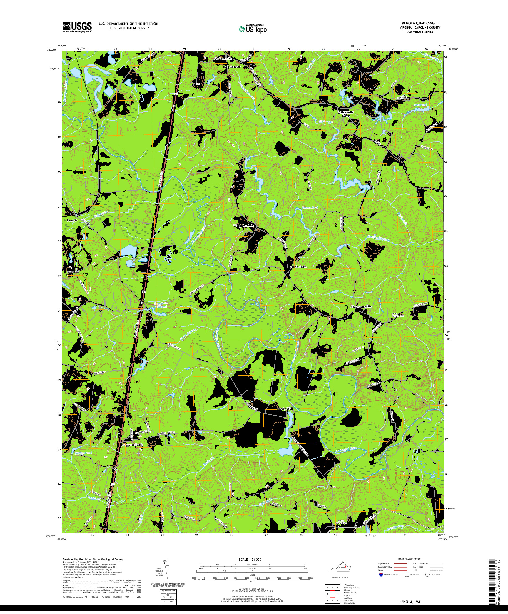 USGS US TOPO 7.5-MINUTE MAP FOR PENOLA, VA 2019