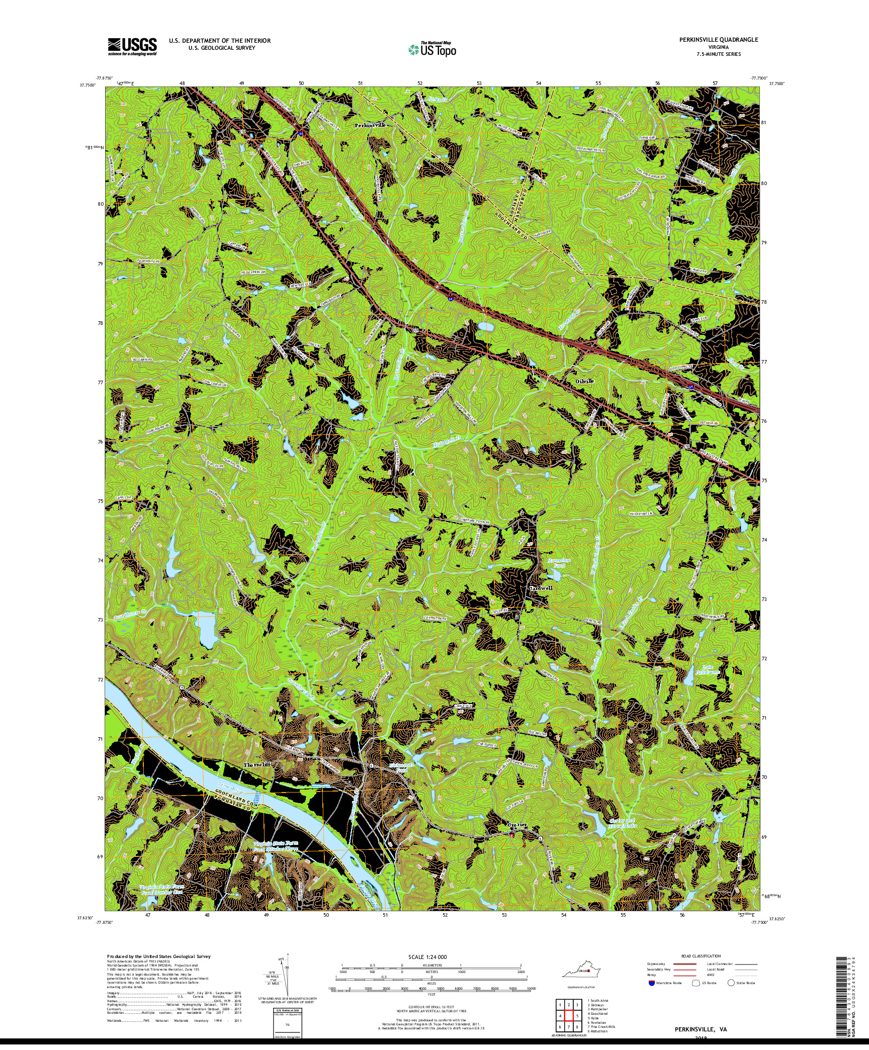 USGS US TOPO 7.5-MINUTE MAP FOR PERKINSVILLE, VA 2019