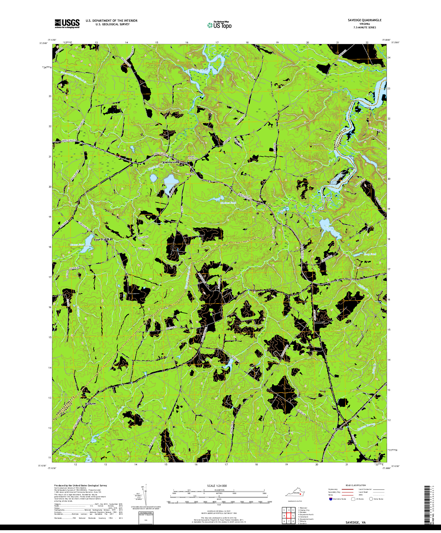 USGS US TOPO 7.5-MINUTE MAP FOR SAVEDGE, VA 2019
