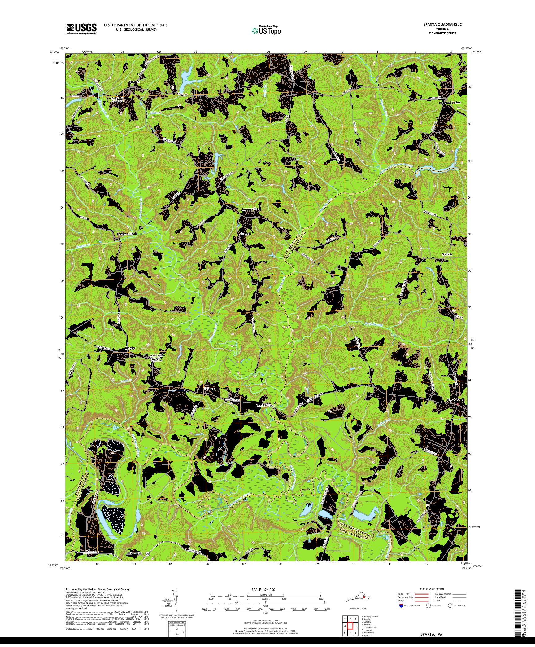 USGS US TOPO 7.5-MINUTE MAP FOR SPARTA, VA 2019