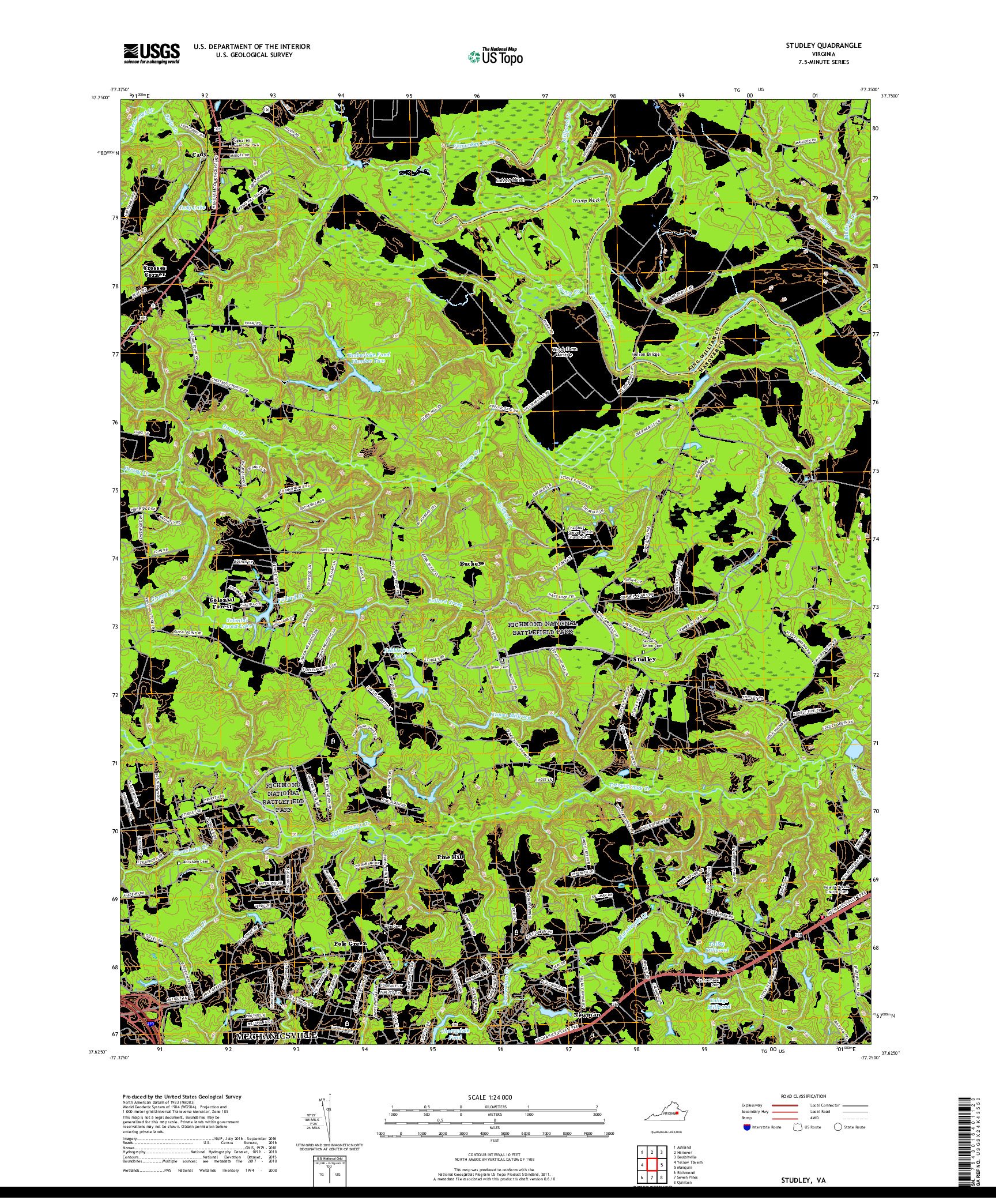 USGS US TOPO 7.5-MINUTE MAP FOR STUDLEY, VA 2019