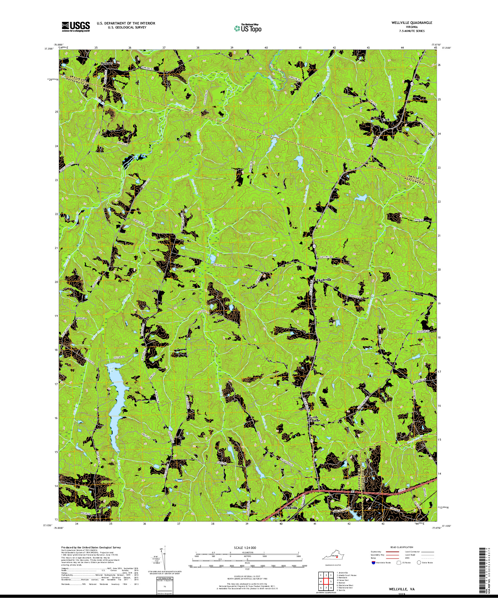 USGS US TOPO 7.5-MINUTE MAP FOR WELLVILLE, VA 2019