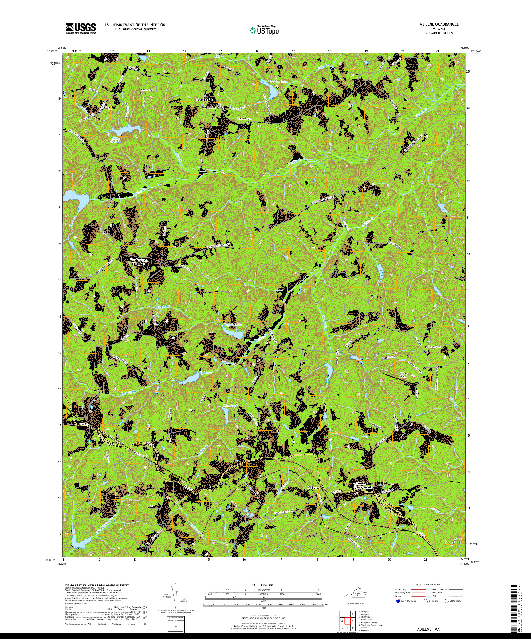 USGS US TOPO 7.5-MINUTE MAP FOR ABILENE, VA 2019