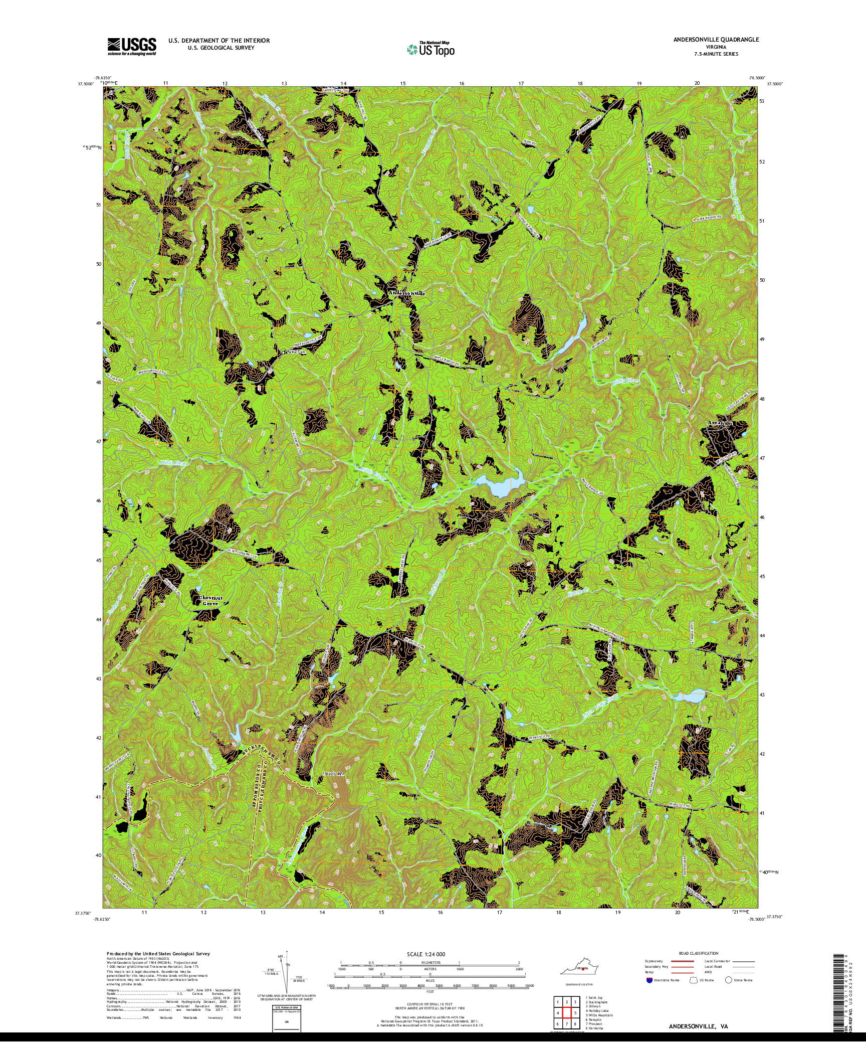 USGS US TOPO 7.5-MINUTE MAP FOR ANDERSONVILLE, VA 2019