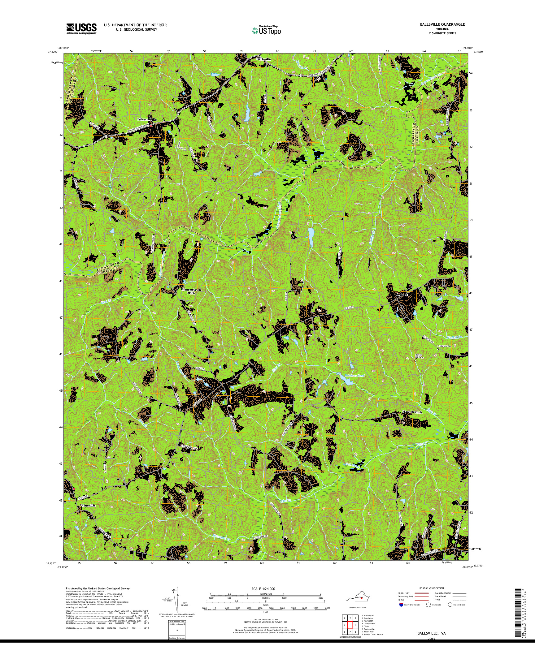 USGS US TOPO 7.5-MINUTE MAP FOR BALLSVILLE, VA 2019