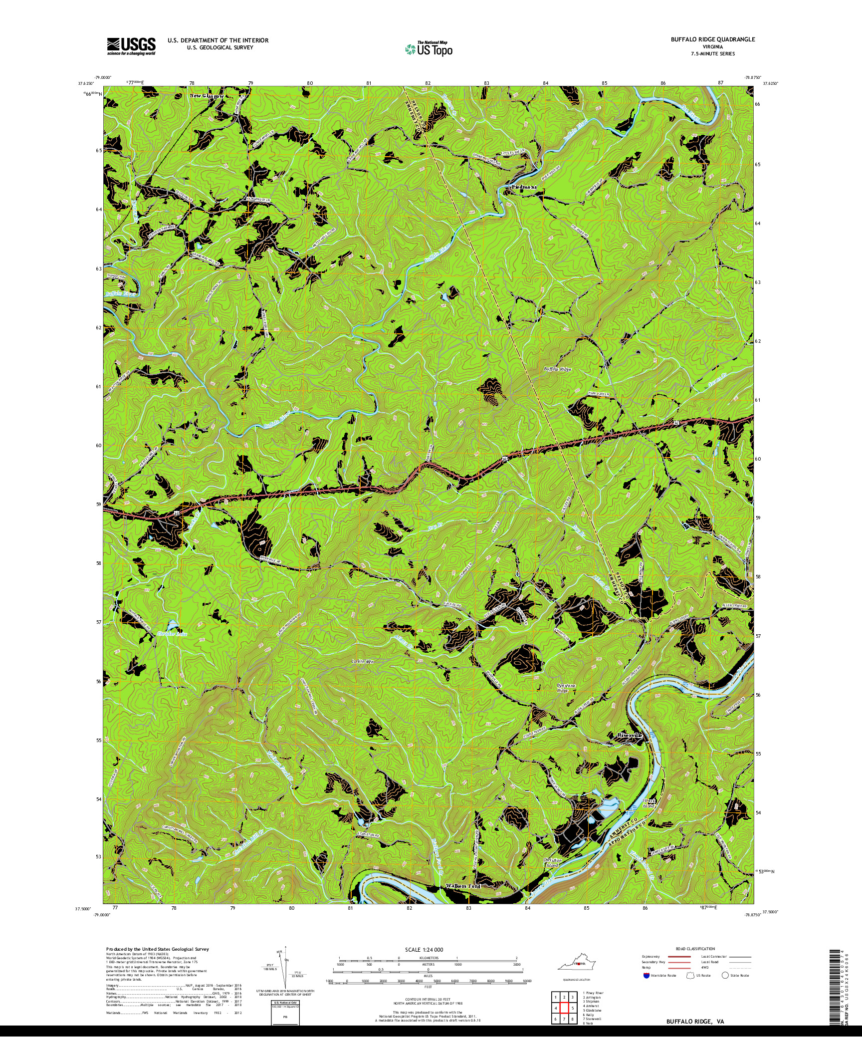 USGS US TOPO 7.5-MINUTE MAP FOR BUFFALO RIDGE, VA 2019