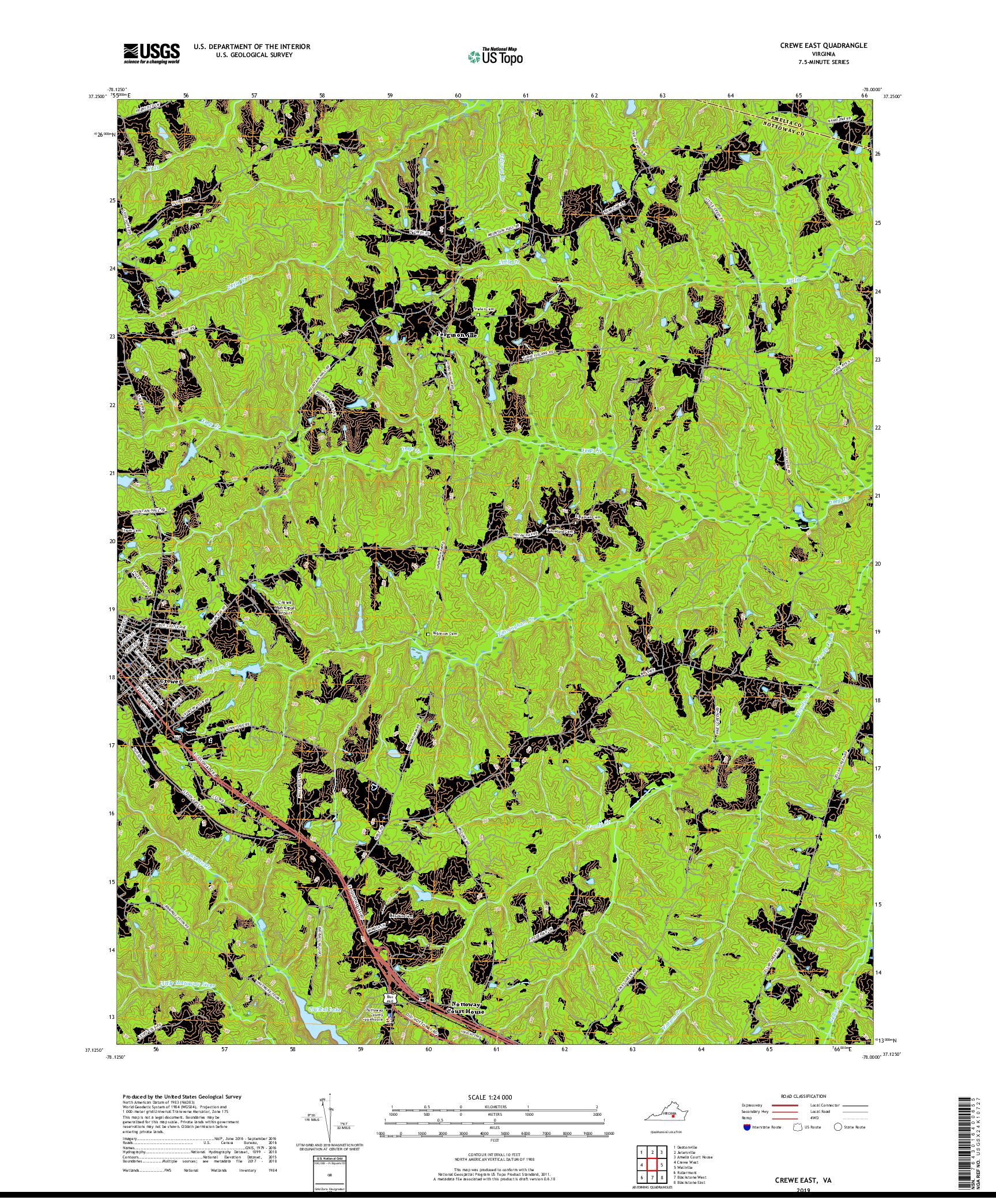 USGS US TOPO 7.5-MINUTE MAP FOR CREWE EAST, VA 2019