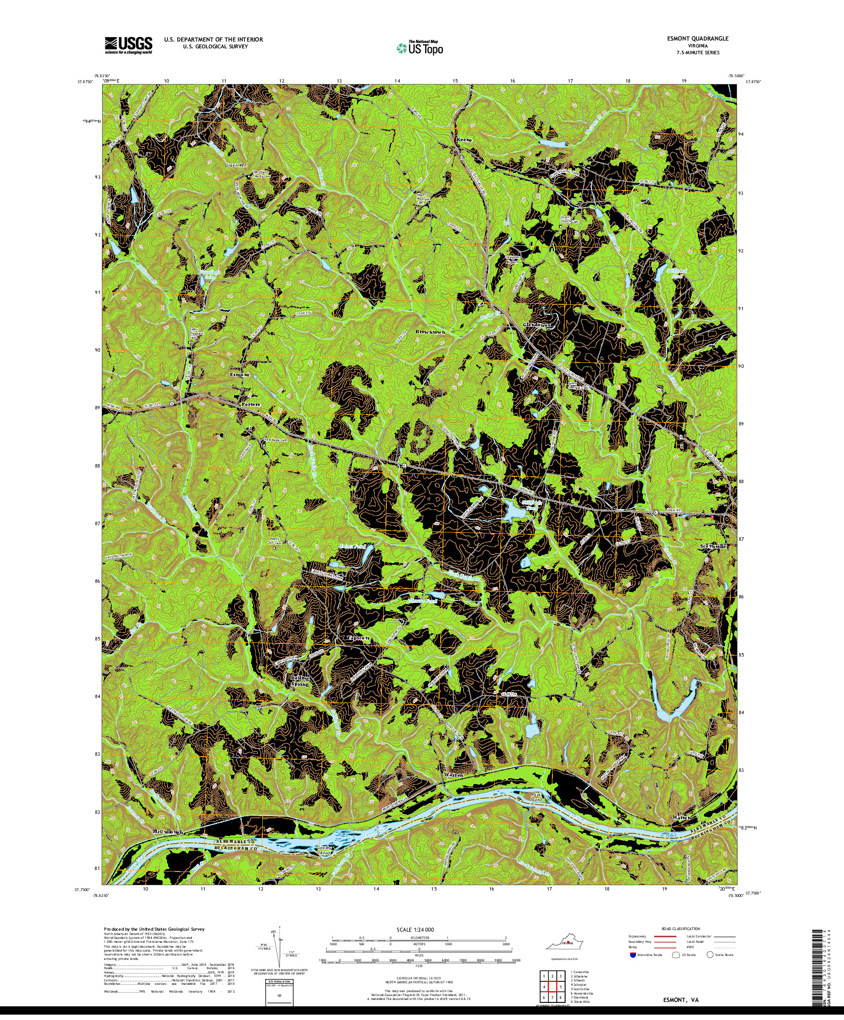 USGS US TOPO 7.5-MINUTE MAP FOR ESMONT, VA 2019